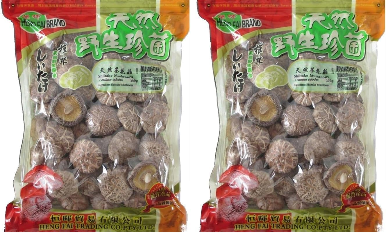 Heng Fai Shiitake Mushroom - Large Meaty Texture and Distinct Flavour | Ideal for Soup, Stir-Fries, Stews, and Everyday Food | Fresh Firm Caps for Longer Refrigerator Storage | Vegan-Friendly | 200G image number 2