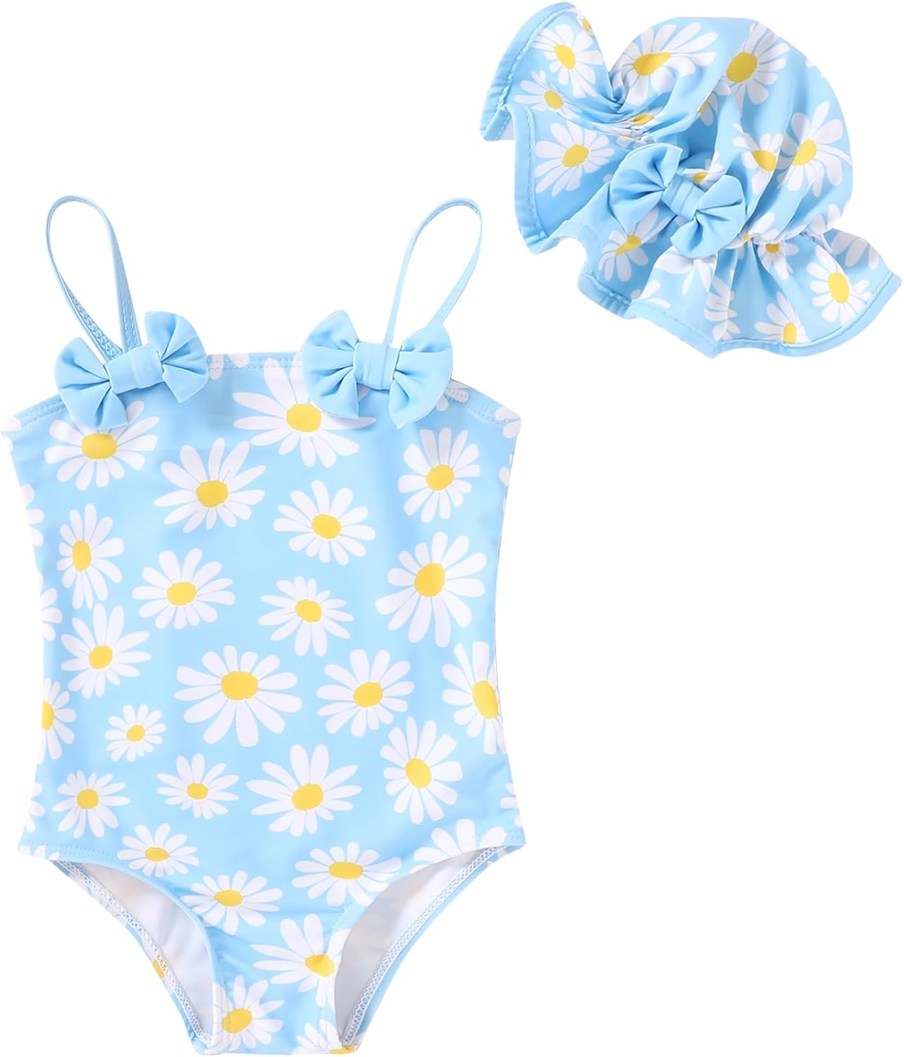 YOUNGER TREE Toddler Baby Girl Swimsuit Infant One Piece Bathing Suits with Hat Newborn Summer Beach Swimwear