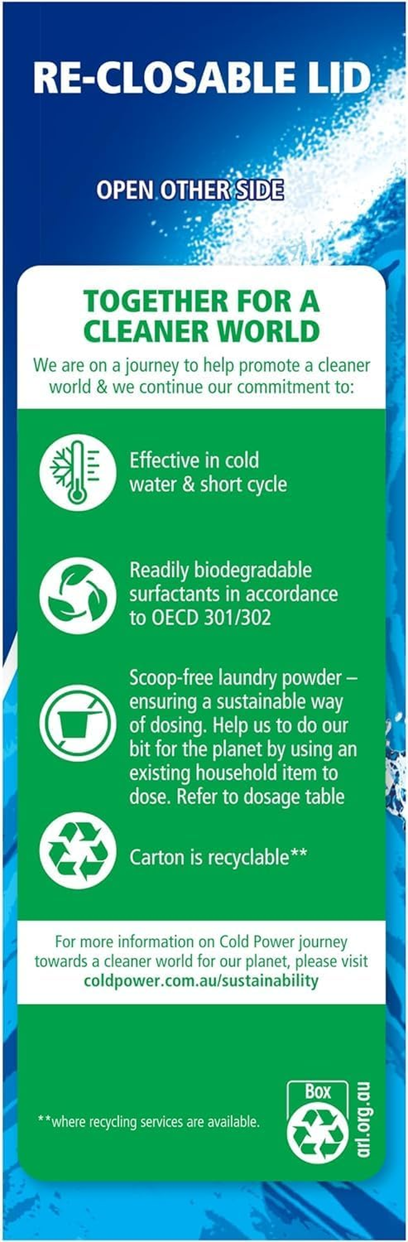 Cold Power Advanced Clean, Powder Laundry Detergent, 2Kg, Suitable for Front and Top Loaders image number 4