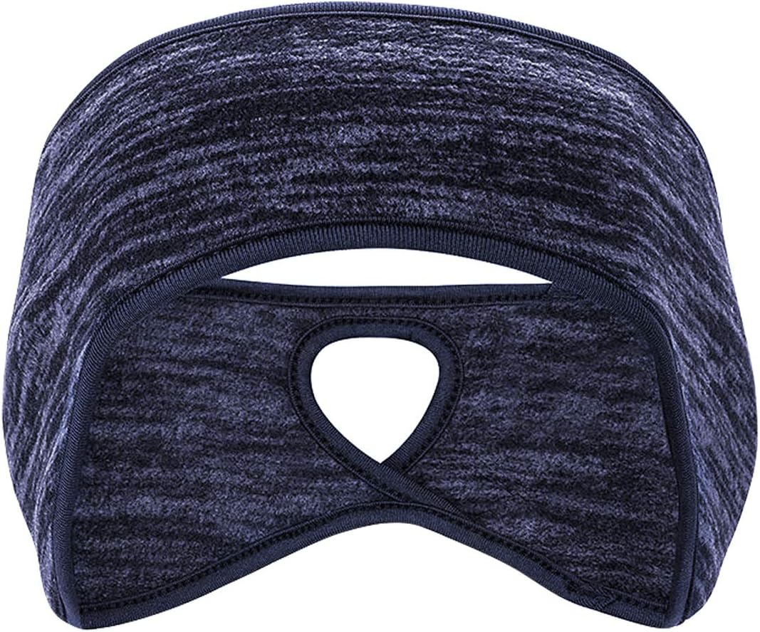 2 Pieces Running Headband Fleece Ear Warmers Headband with Ponytail Hole Thermal Ear Muffs for Sports Running Cycling Winter Headbands for Women Ladies Girls - Navy/Coffee image number 5