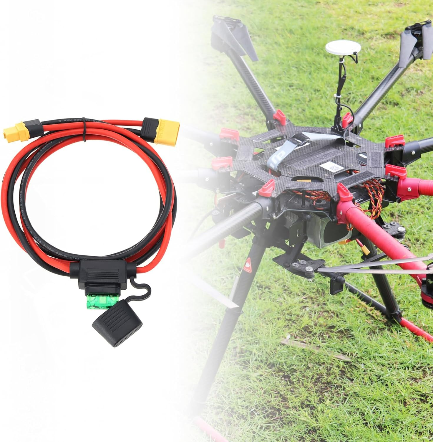 12AWG XT60 Extension Cable XT60 Male to Female Connector Cable with 30A Fuse for Electric Bikes Drone Model Planes Model Cars Lipo Battery Charger, 1M/3.2Ft image number 4