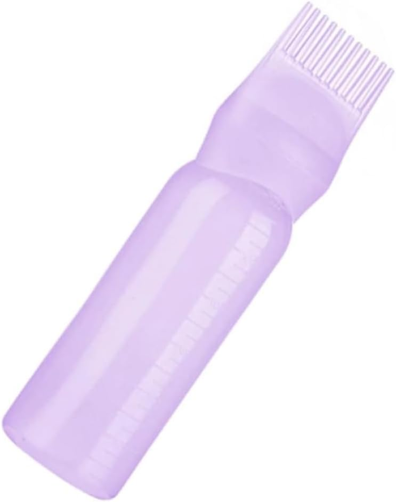 Poemtian Applicator Bottle for Hair Dye Comb Bottle Applicator Root Comb Applicator Bottle with Graduated Scale Hairdressing Coloring Styling Tool for Home Salon (Pink)
