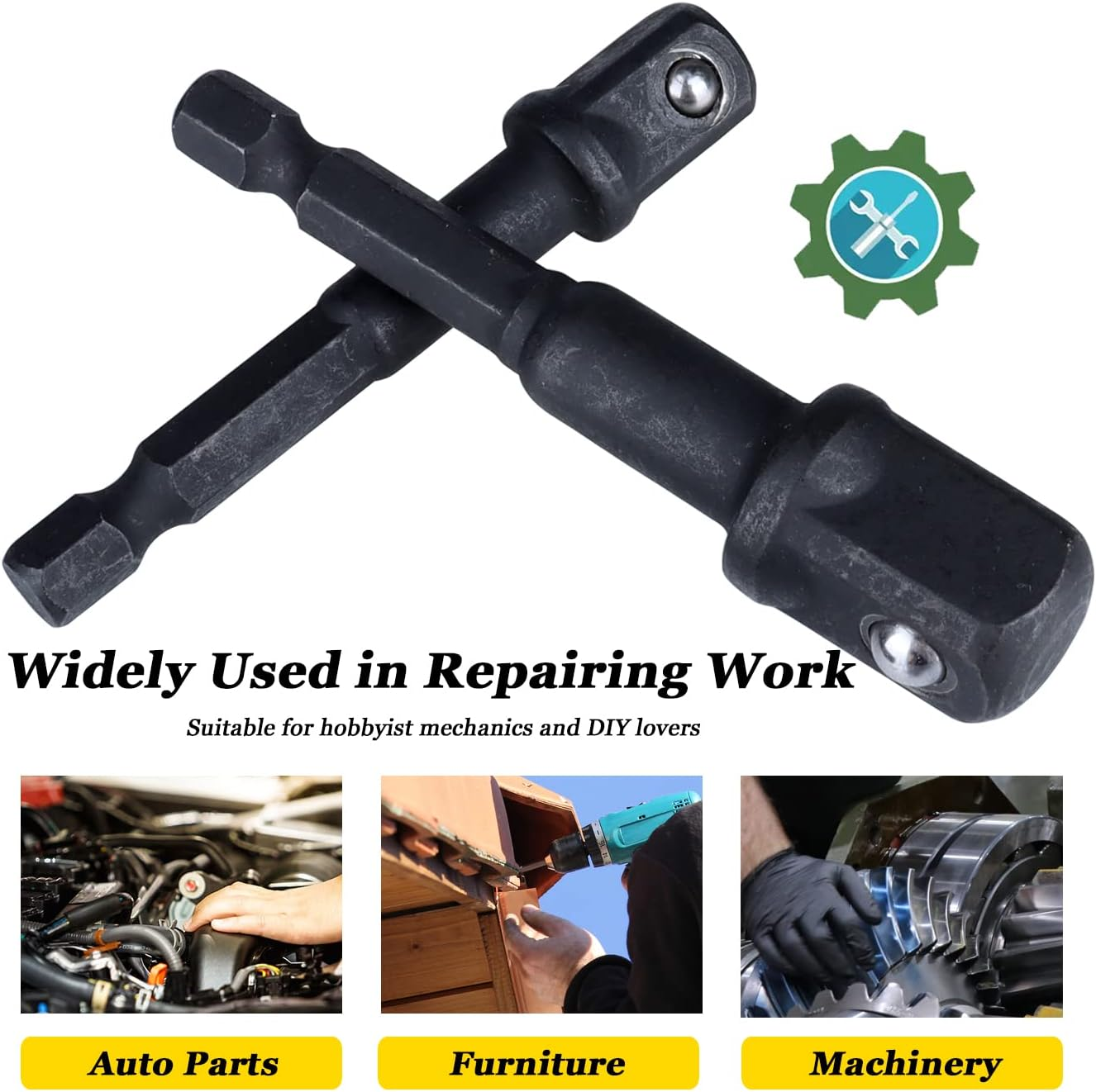 Bestgle 8 Pcs Impact Socket Adapter, 1/4 Inch Hex Shank Square Nut Driver Adaptor Power Drill Extension Bits Square Driver Drill Bit to Drive 1/4" 3/8" 1/2" Adapters Power Hand Tools Accessory image number 1