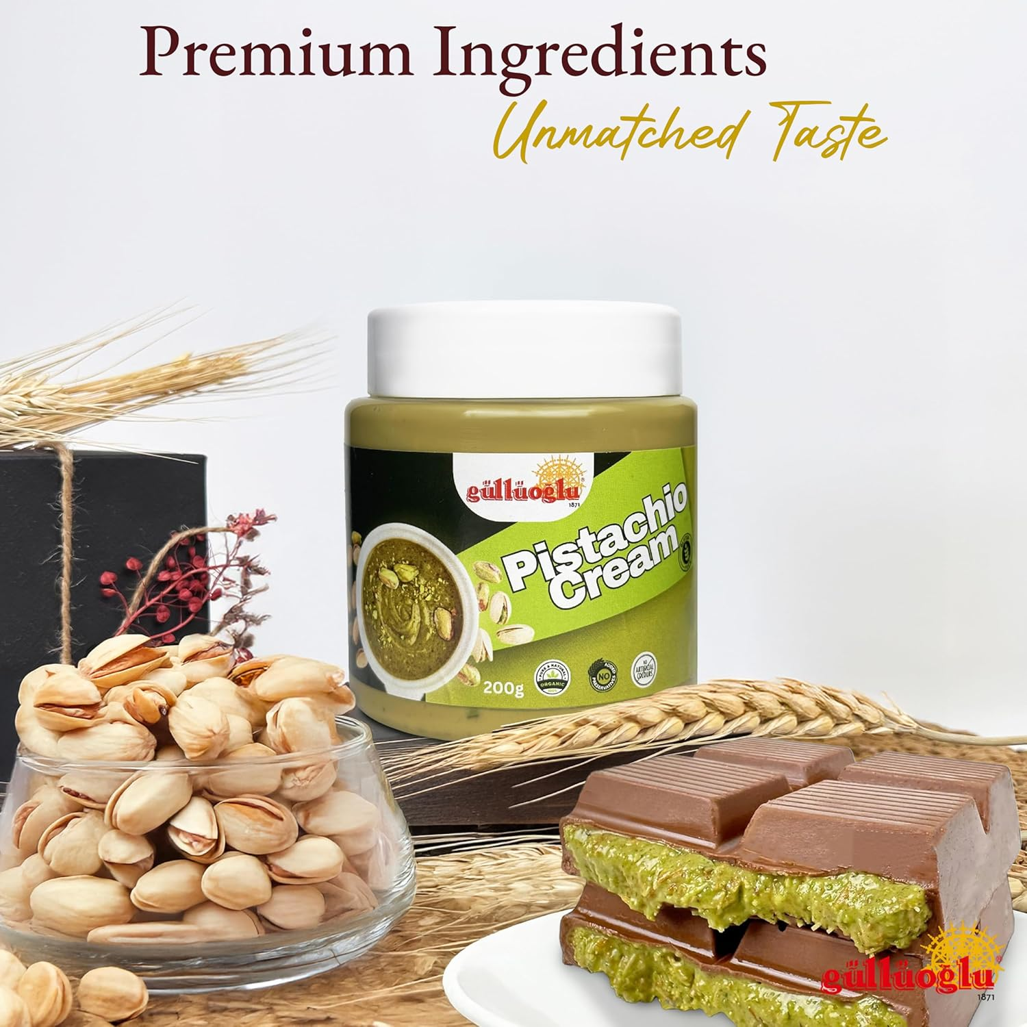 Gulluoglu Pistachio Cream, Pistachio Butter, Best for Dubai Chocolate, Turkish Premium Pistachios Cream 7 Oz, 200 G Perfect Taste for Dubai Chocolate image number 4