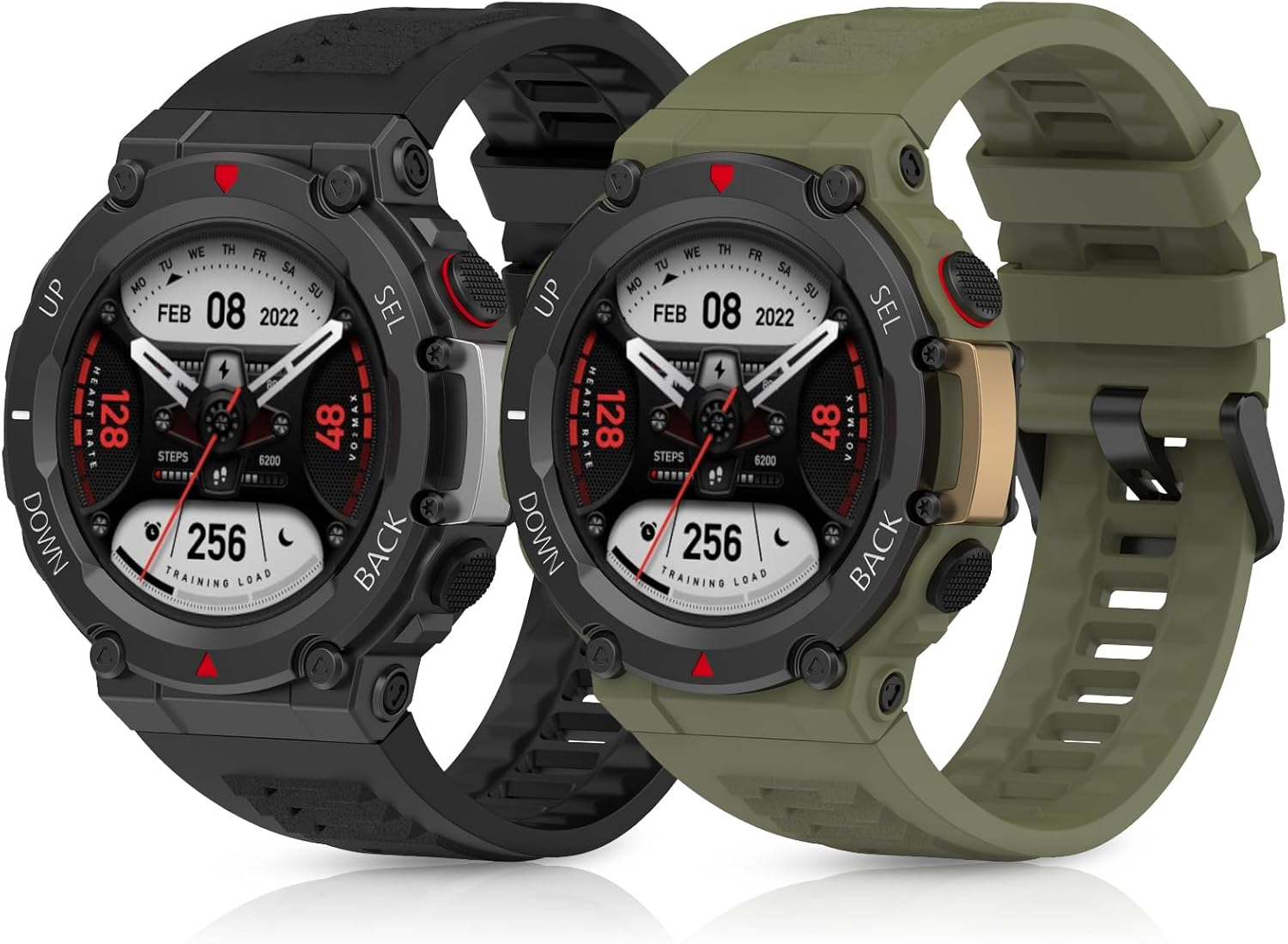 CHULN Pack of 2 Silicone Wristbands Compatible with Amazfit T-Rex 2, Adjustable Waterproof Replacement Wristband Sports Strap for Amazfit T-Rex 2