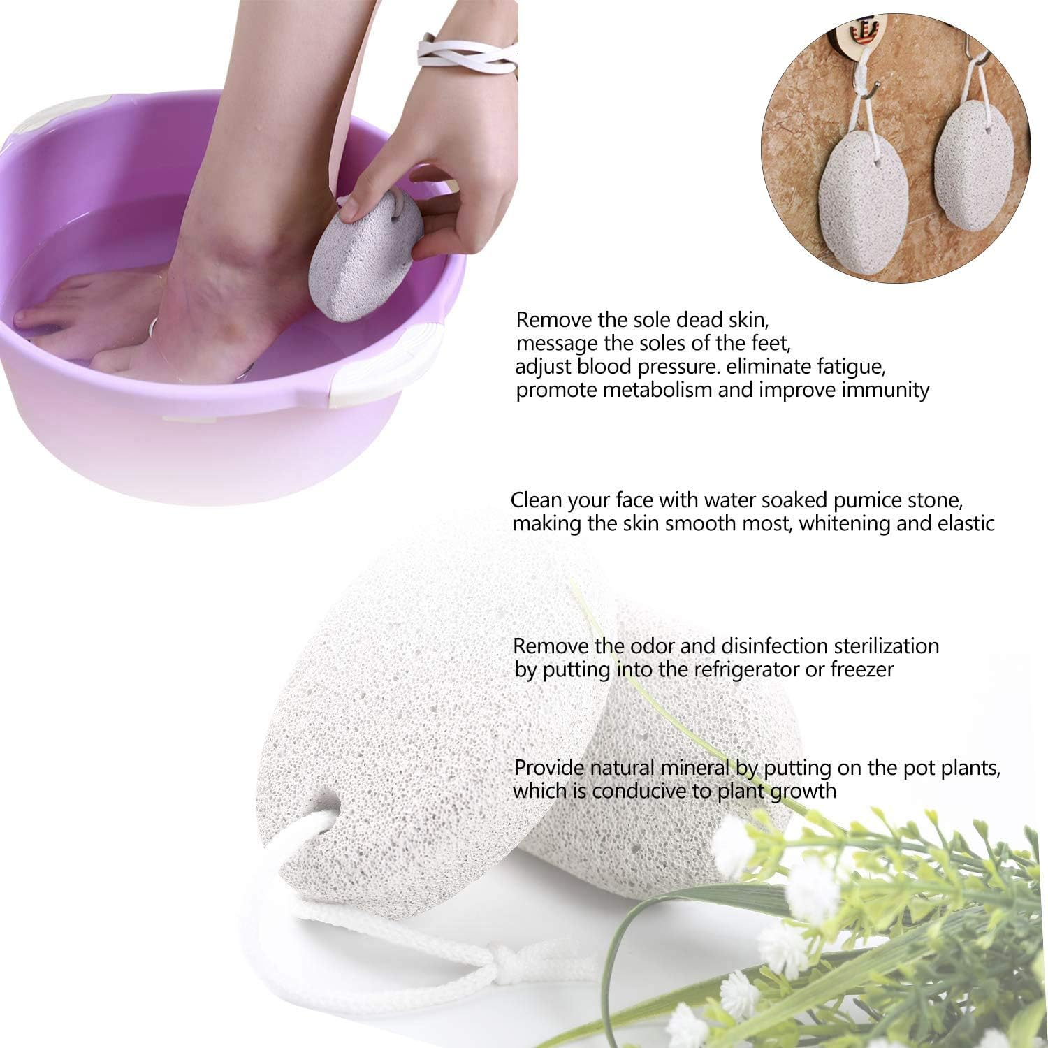 6 Pack Natural Foot Pumice Stone for Feet,Lava Pedicure Tools Hard Skin Callus Remover for Feet and Hands,Foot Exfoliator,Foot Scrubber,Foot File,Remove Dead Skin and Calluses image number 6