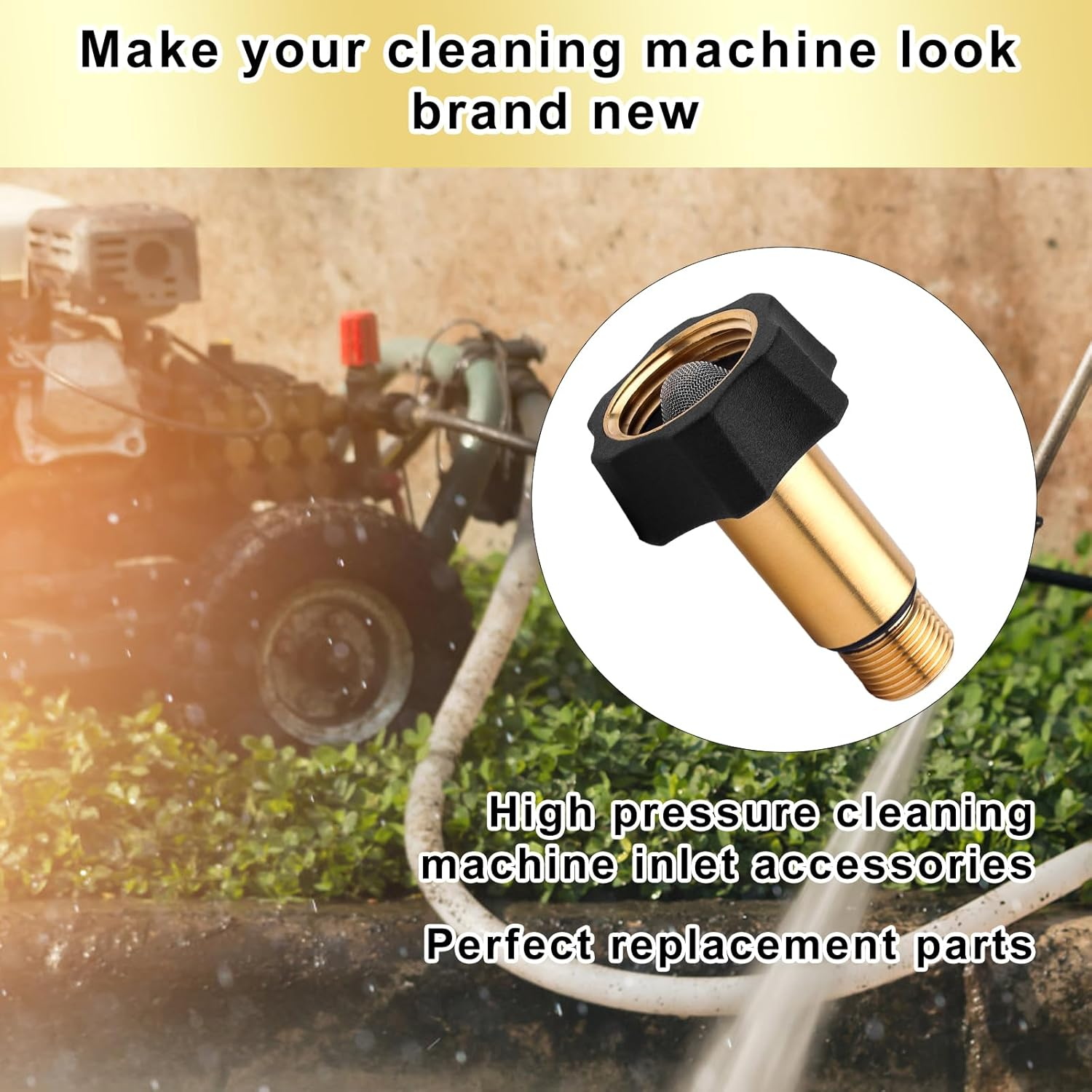 Gosknor 7110166 High Pressure Washer Inlet Fitting, Brass Water Inlet Adapter Replacement for Simpson Power Washer Pumps 510020 520004 520006 Models image number 2