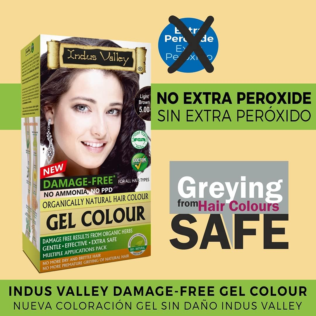 Indus Valley Natural Organic Damage Free Gel Hair Color for Grey Coverage Hair (Light Brown) image number 2