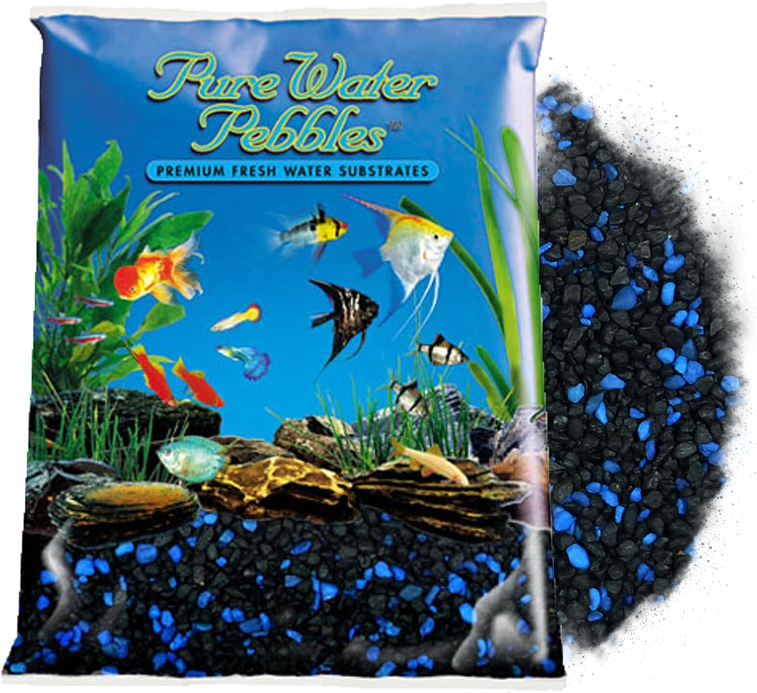 Pure Water Pebbles Midnight Glo Aquarium Gravel - 5 Lbs - Non-Toxic, Colorfast, Vibrant Substrate for Aquariums, Terrariums, Ponds & Crafts