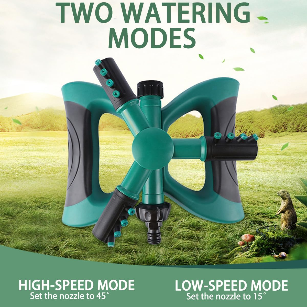 Sprinkler for Yard, Rotating Garden Sprinkler for Large Area Coverage, Lawn and Yard Sprinklers (Green) image number 3