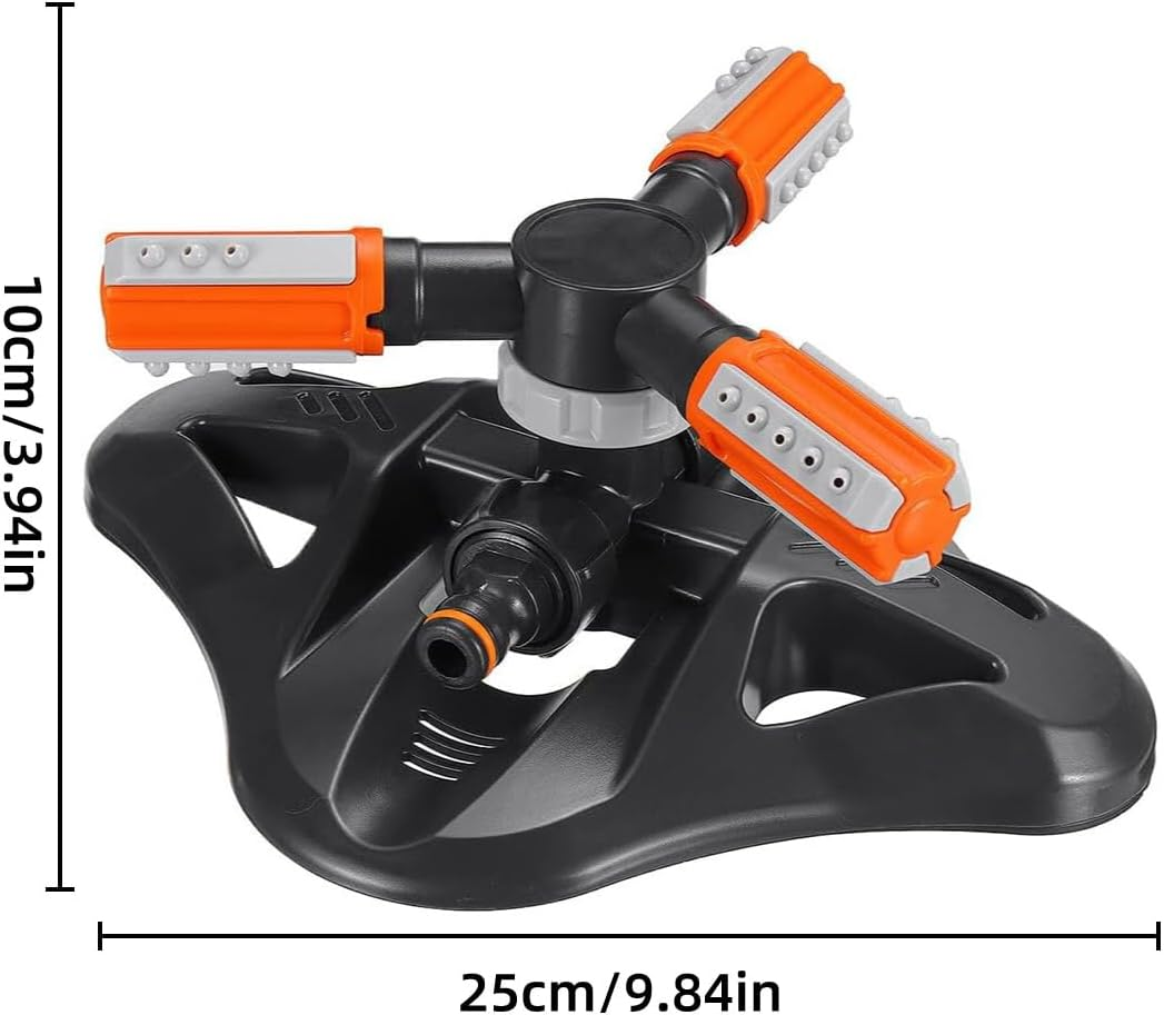 AIMALL 360&deg; Rotating Lawn Sprinkler &ndash; Automatic Garden Water Sprayer with 3-Arm Adjustable Nozzles, 9.84"X3.94" ABS Base for Yard & Irrigation Systems image number 2