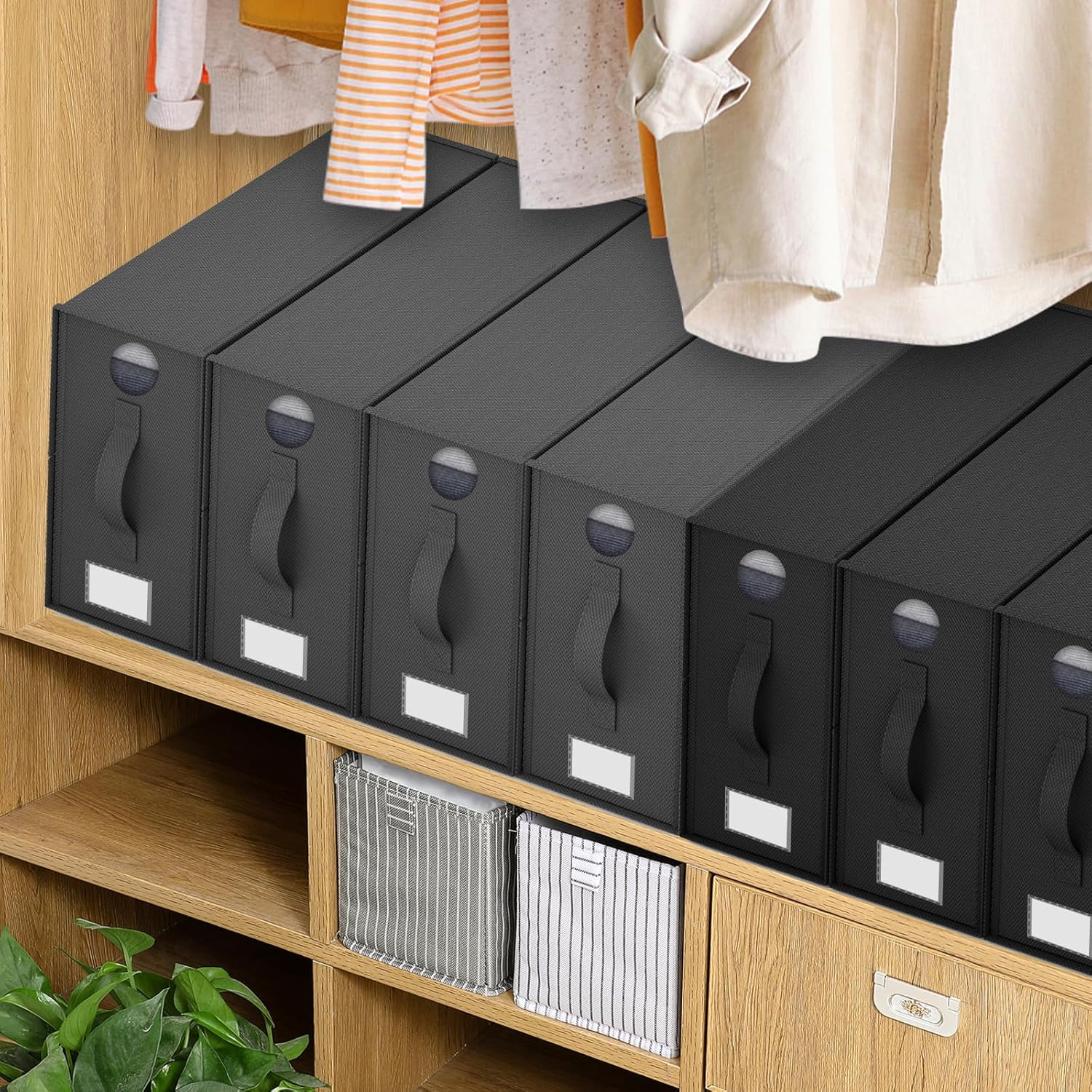 VERONLY 4 Pack Bed Sheet Organisers, Foldable Linen Storage Box with Window for Closets, Duvet Covers and Pillow Cases Wardrobe, Home Storage & Organisation，Black image number 5