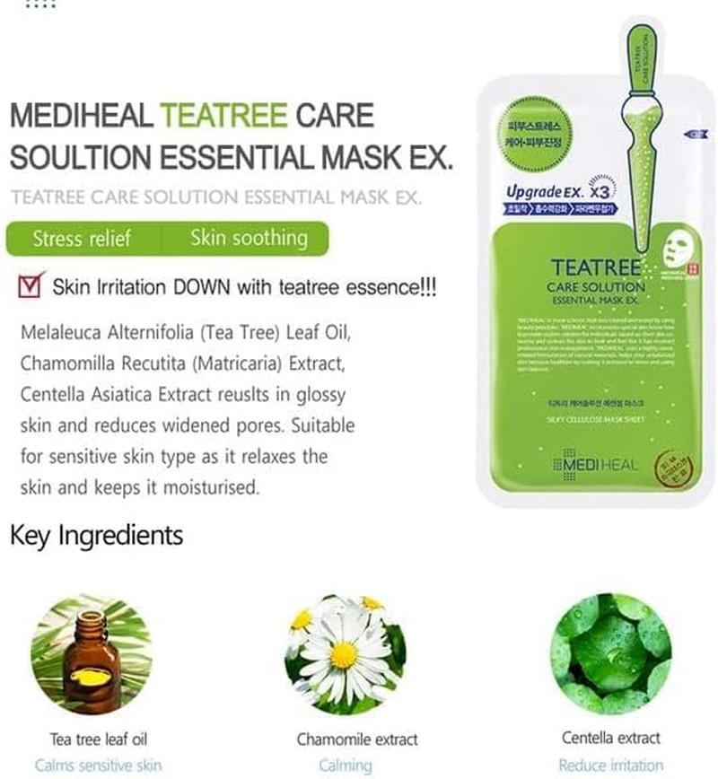 Mediheal Sheet Mask Bundle N.M.F Aquaring Ampoule + Collagen Impact + Teatree Care + E.G.T Timetox Ampoule EX + W.H.P White Hydrating Black EX, 2Pcs Each, 5 Different Masks, Totally 10 Sheets