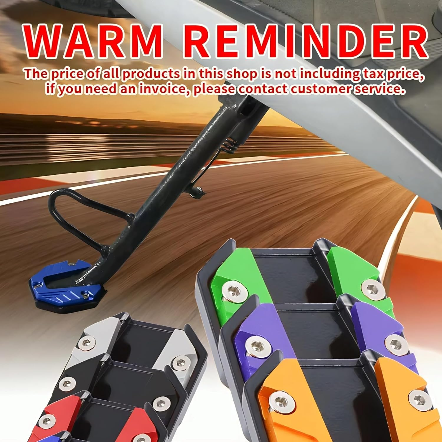 Motorcycle Kickstand Extension Pad Support Plate Motorcycle Kickstand Pad High Strength Sturdy Extender Motorbike Side Stand Shoe for Outdoor Surface Red Foot Controls image number 6