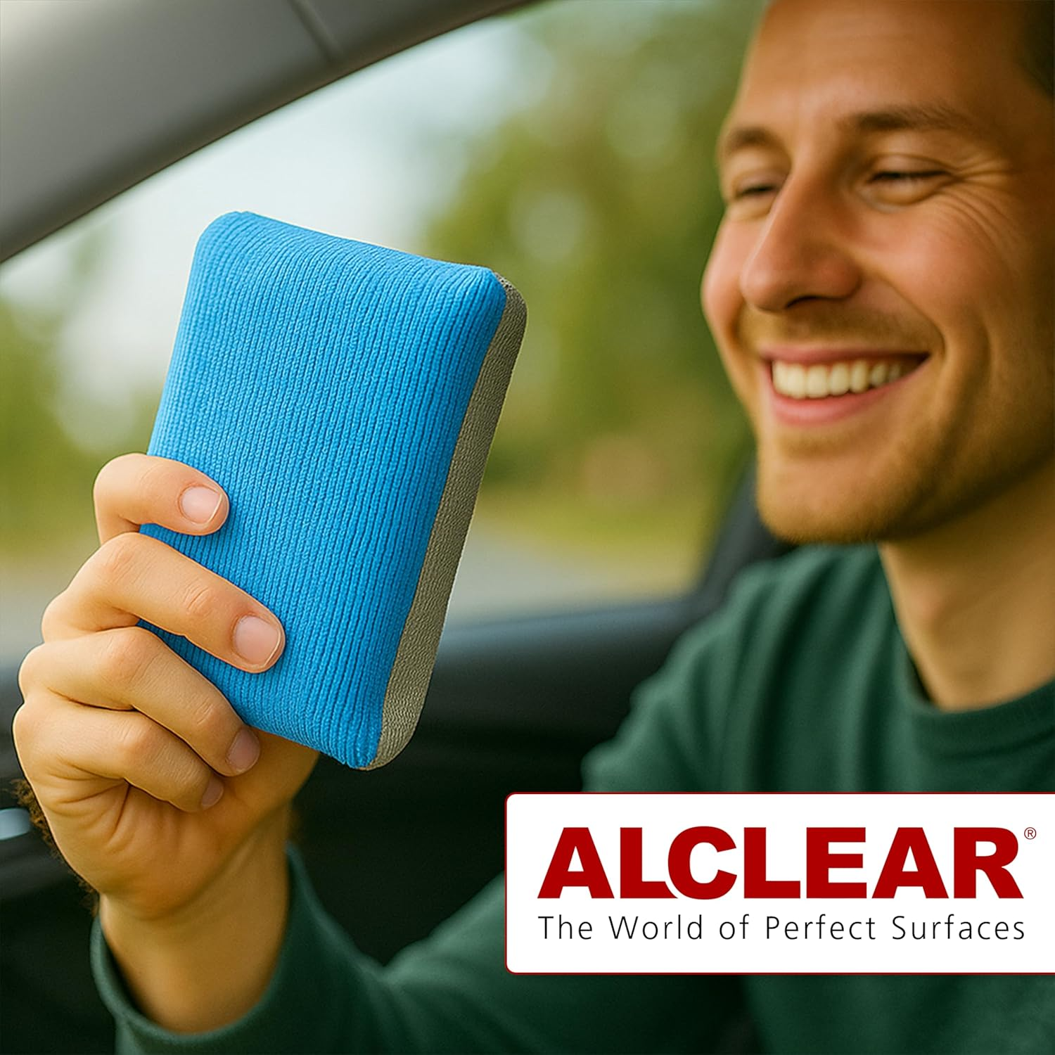 Alclear 950014 Ultra Microfibre Car Sponges, Set of 2, Clear Fogged up Windows, Anthracite/Blue, Car Care, Windscreen Cleaner, Clear View, Anti-Fog, like Car Microfibre Cloth image number 3