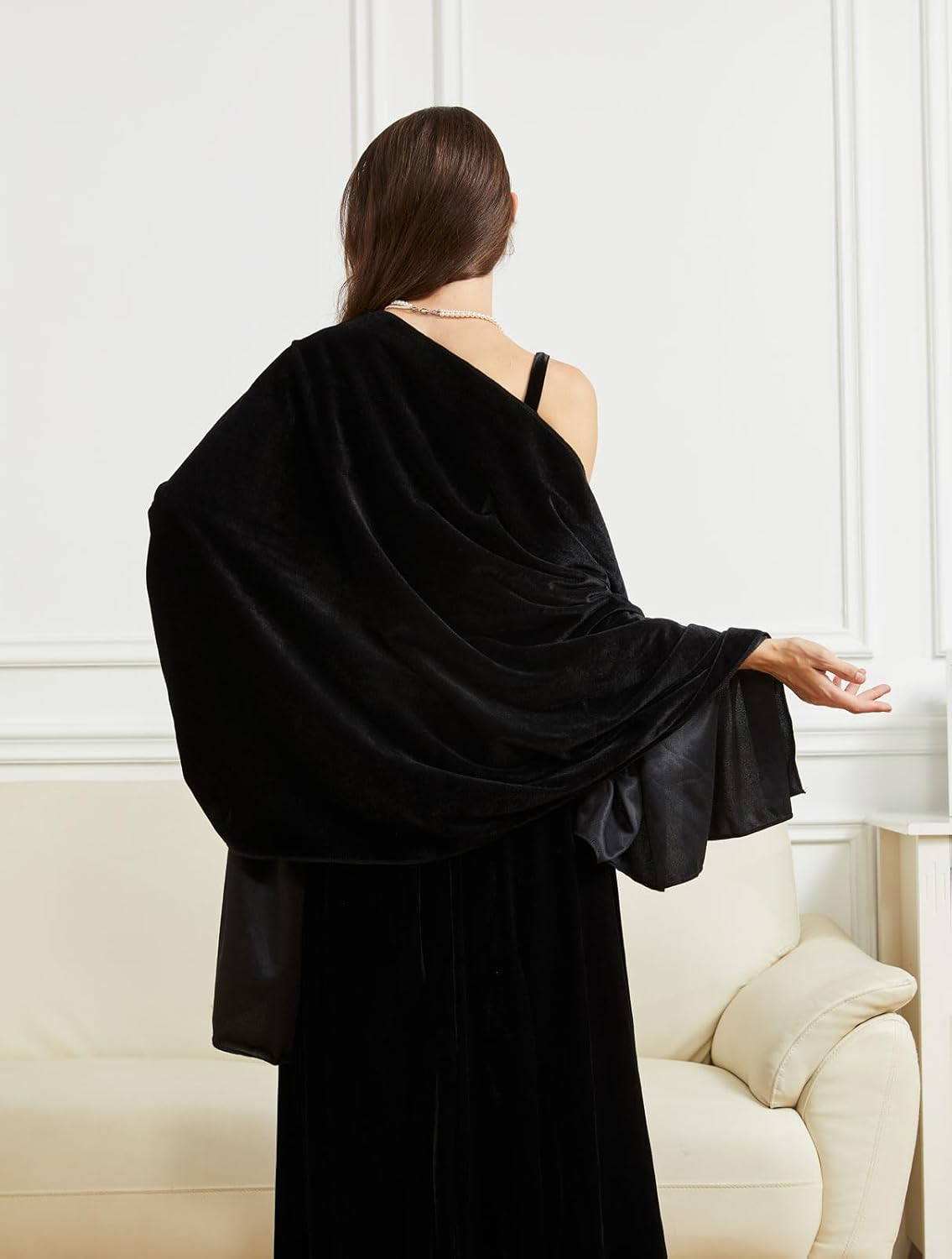 BRYCTSISEN Women'S Velvet Shawl and Wrap for Wedding Bridal Bridesmaid Outwear Evening Party Prom Dress Accessories Scarf image number 1