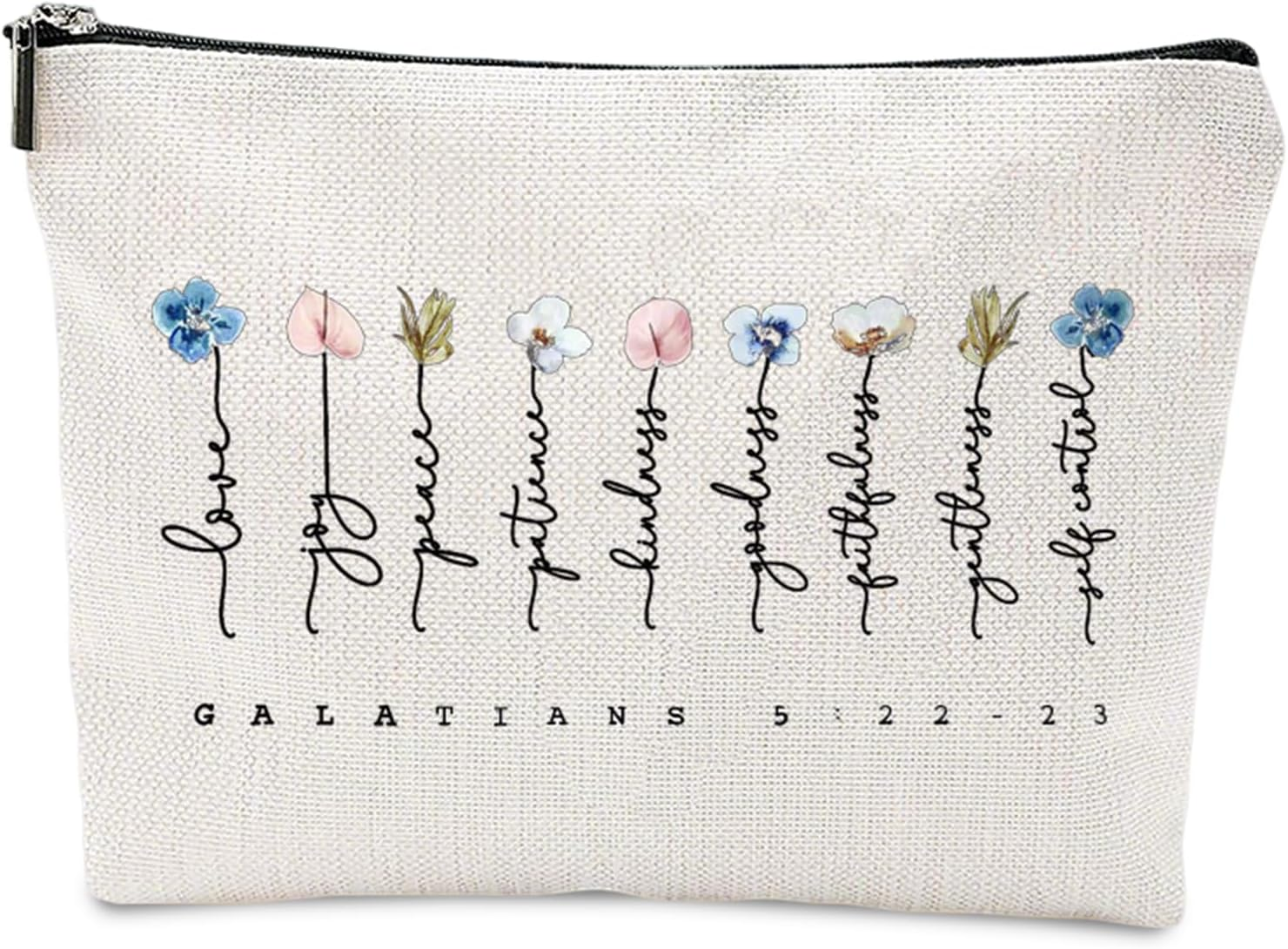 Cosmetic Bag, Christian Writing Make up Bag for Women, Travel Toiletry Bag Made of Waterproof Material Organiser for Travel, Gym, Work image number 5