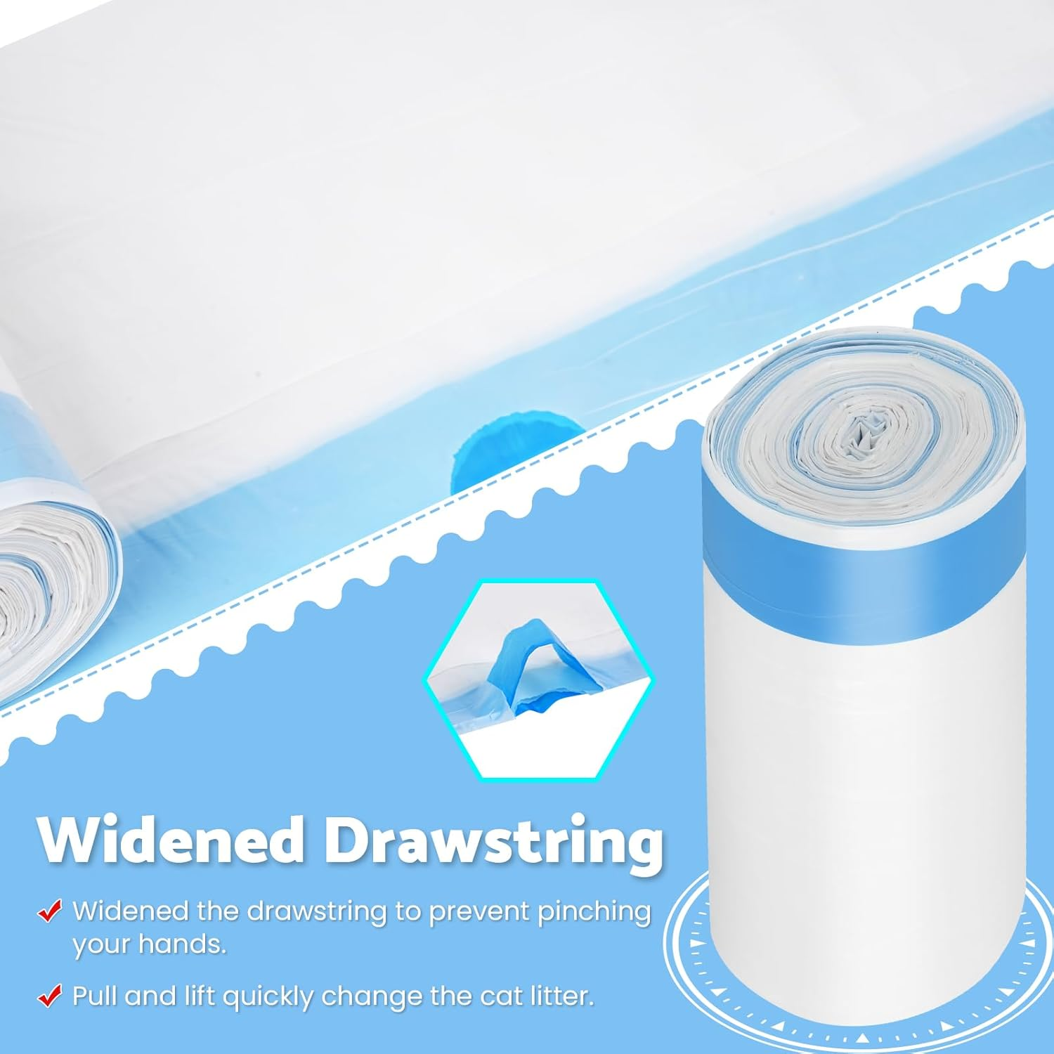 100 Count Cat Litter Waste Receptacles Garbage Bags for Self-Cleaning Cat Litter Box, Extra Large Cat Litter Box Liners image number 5