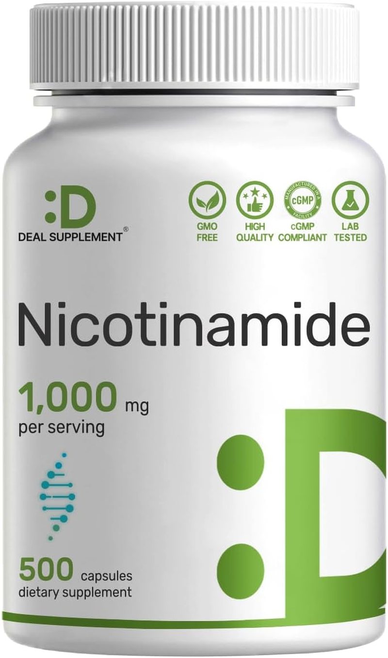 Vitamin B3 Nicotinamide 1,000Mg per Serving &ndash; 500 Capsules, Flush Free Niacin, Essential B3 &ndash; Supports Healthy Skin & Energy Production &ndash; Non-Gmo image number 1