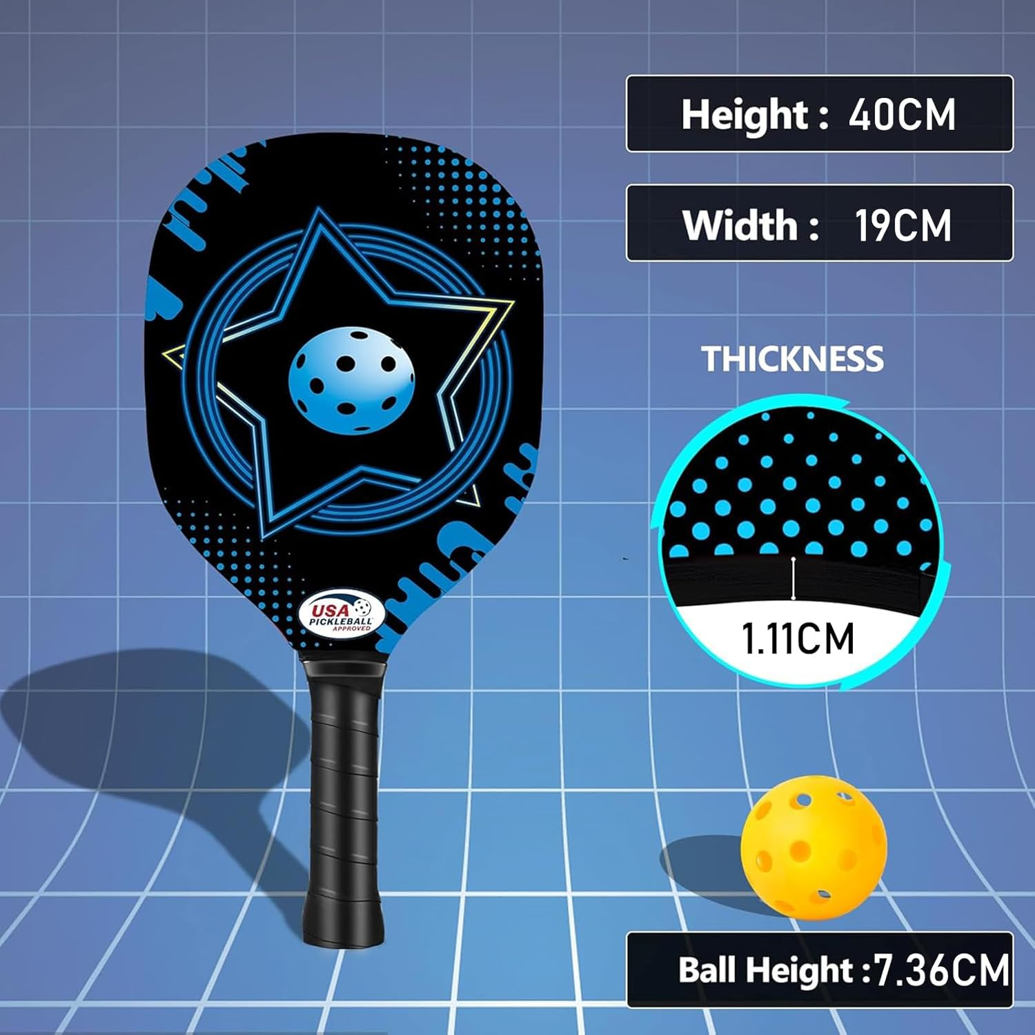 Pickleball Set with 4 Premium Wood Paddles, Cushion Comfort Grip, 4 Cooling Towels, 4 Pickleball Balls & Carry Bag, Gifts for Men Women image number 5