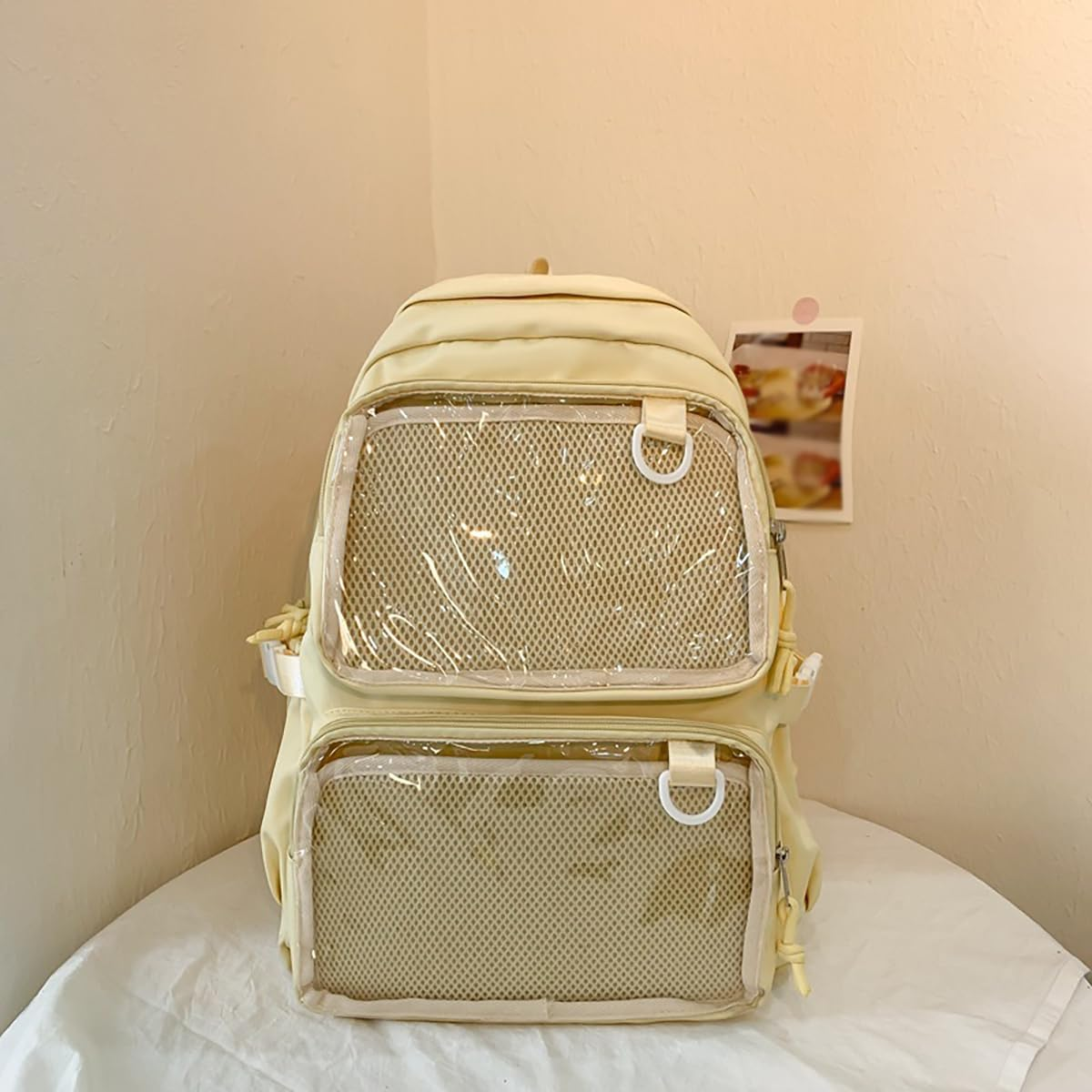 School Backpack for Girls Ita Bag with Pin Display Insert Cute Anime Backpack for Students - Yellow image number 3