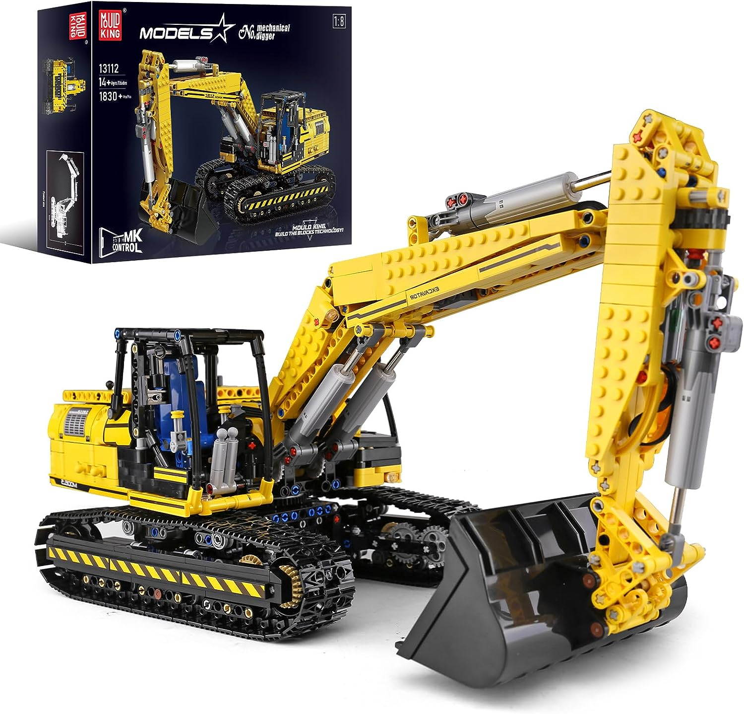 Mould King 13112 Excavator APP RC Technology Truck Car, Building Block Construction Model Remote Control Kit, Adults Kids Toys Gift MOC STEM