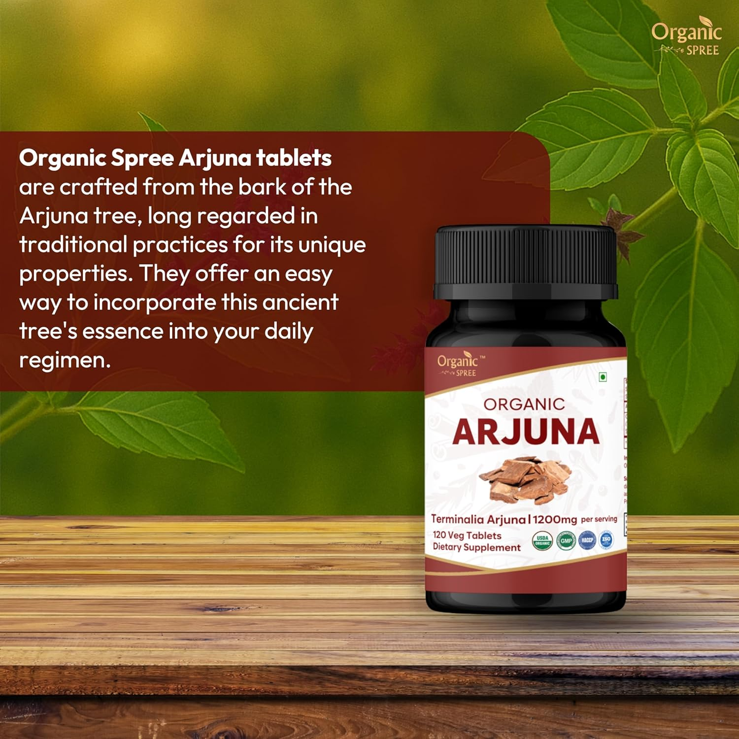 Arjuna 120 Tablets | Terminalia Arjuna | USDA Organic Certified | Organic and Natural 120Tab image number 2