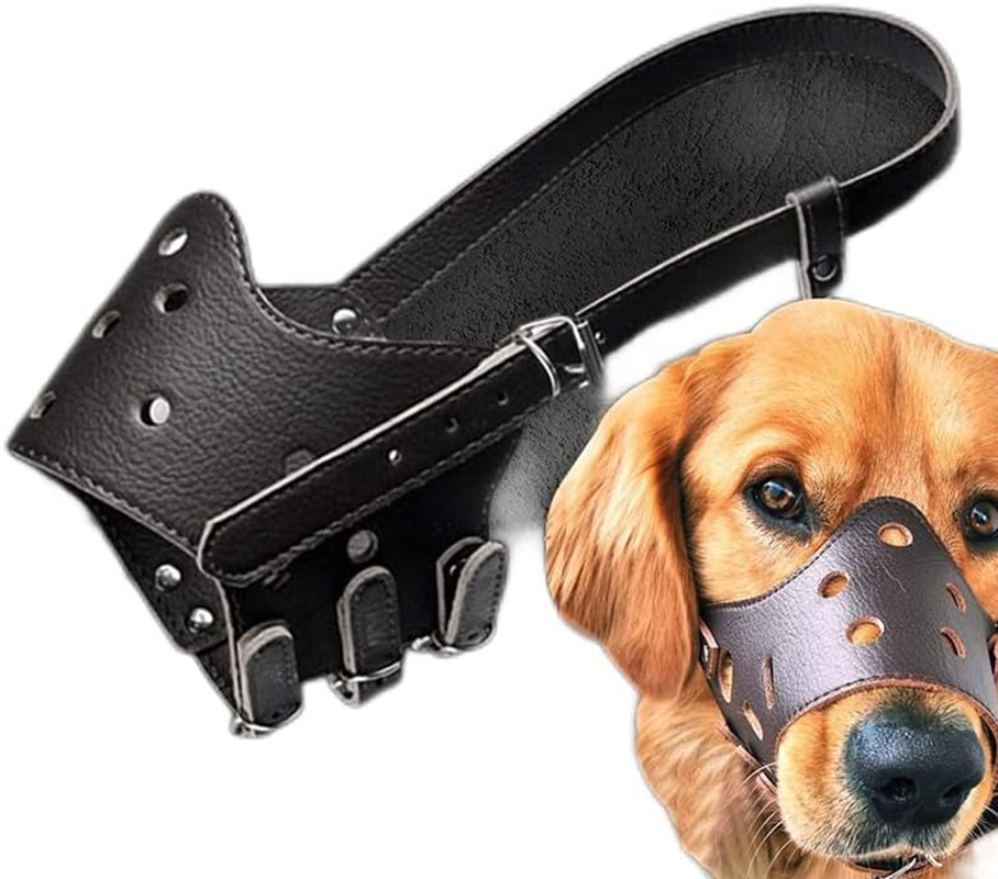 AIMALL 1PC Adjustable Leather Pet Dog Muzzle - anti Barking, Bite, and Chewing, Soft Embossed PU Material with Zinc Alloy Accessories, Ideal for Grooming & Vet Visits image number 6