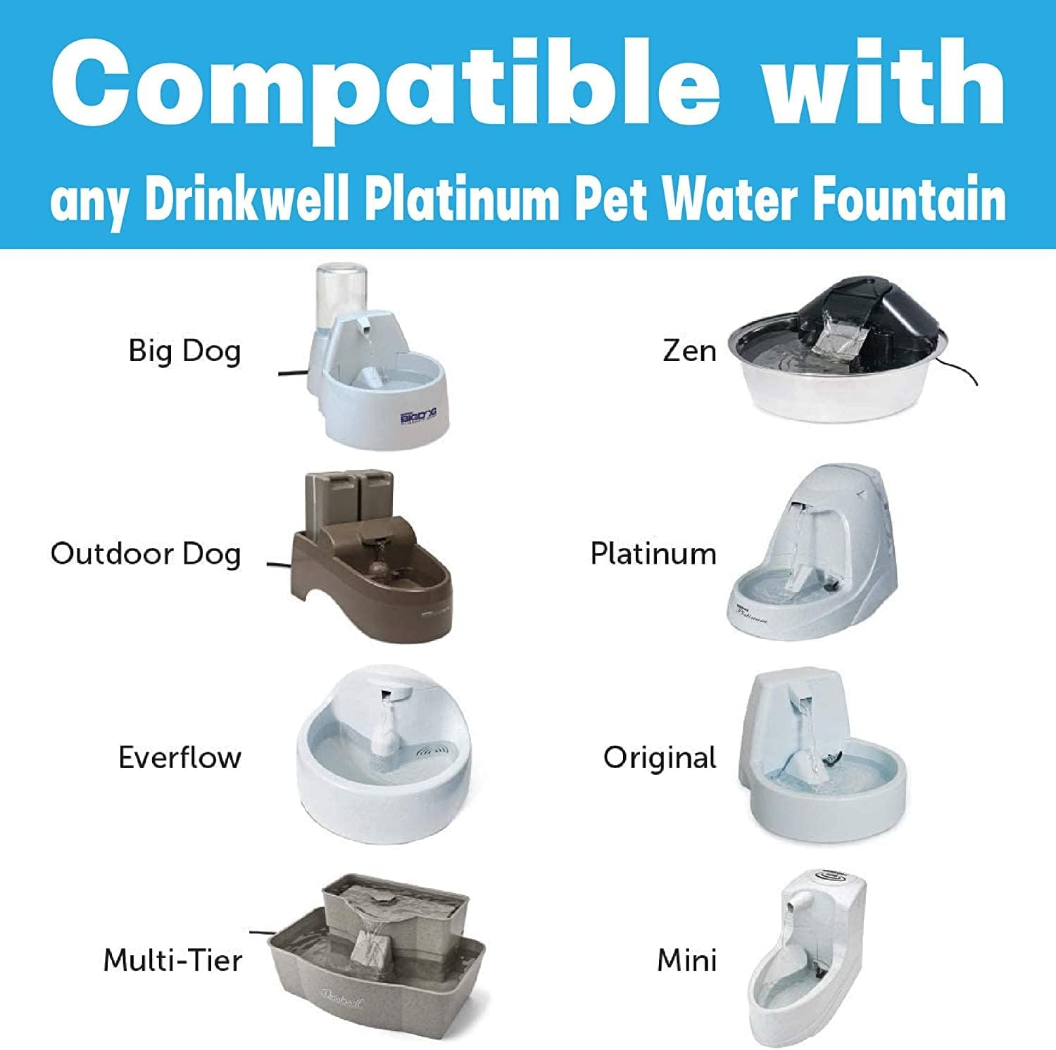 NEOUZA Premium Charcoal Water Filter Replacement Compatible with Drinkwell Platium Pet Fountain(8-Pack),And a Fountain Cleaning Kit image number 3