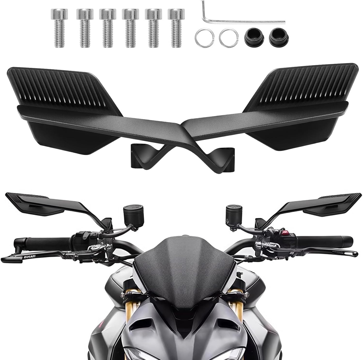 Motorcycle Mirrors Universal Foldable Rotating Rear View Mirror Stealth Wind Wing Side Mirror for Kawasaki Z400 Z650 Z900 1290 Super Duke R Evo ABS 390 Duke Street Bike Yamaha Mt-07(Anti-Glare) image number 1