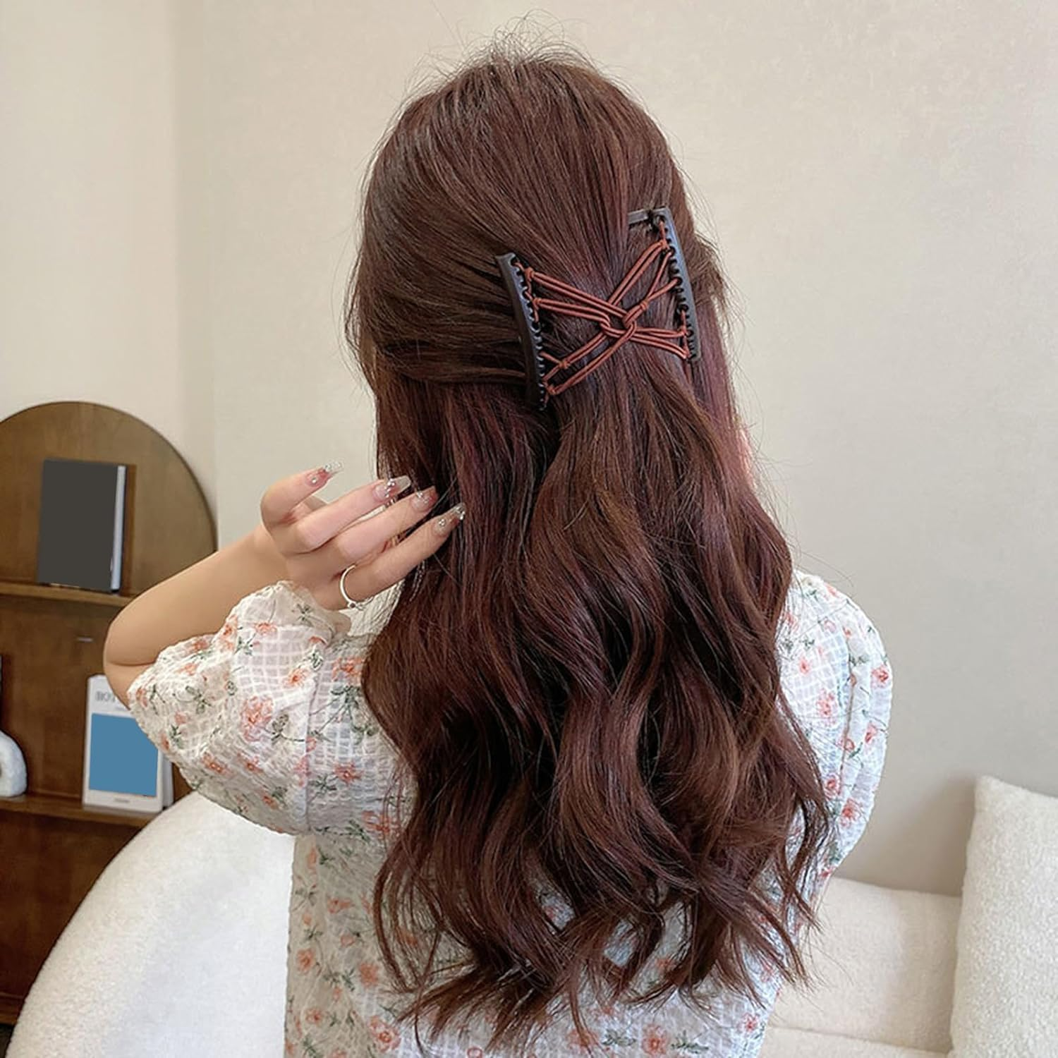 Black Adjustable Magic Hair Clip Combs, 2025 New Stretchy Double Comb Hair Clip,No Crease Hair Pins Double Slides Hairpins Combs Women Hair Styling Magic Hair Combs for Women Accessories