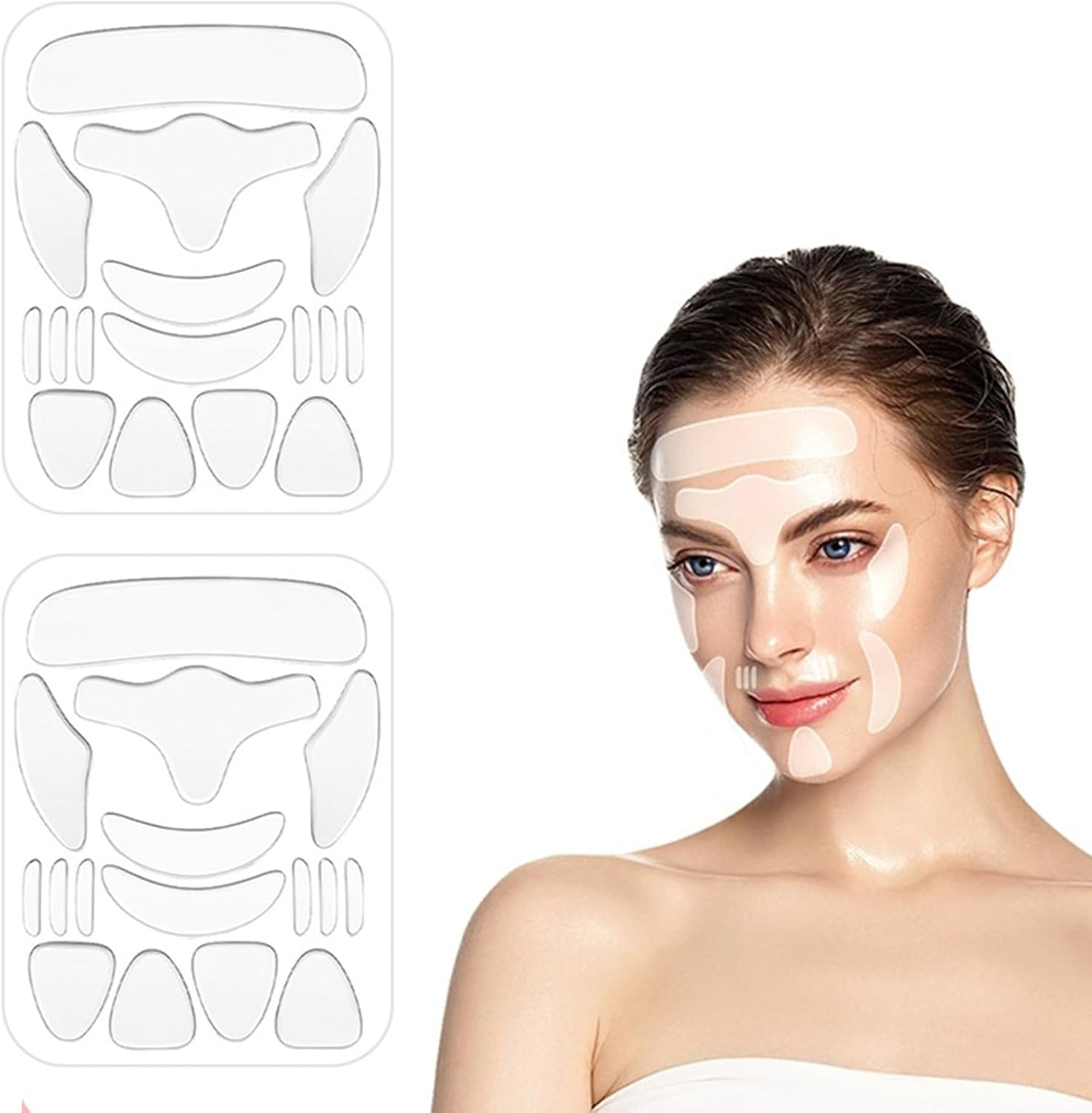 32 Pcs Face anti Wrinkle Patches Set,Reusable Silicone Anti-Aging Patch Washable anti Wrinkle Pads for Reduce Forehead, Cheek, Lip, Eye, Neck, Chin, Chest Wrinkles image number 2