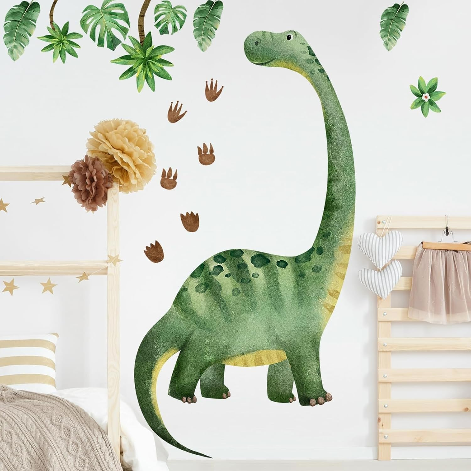 Weidllys Large Dinosaur Wall Decals for Boys Bedroom Dino Footprints Wall Stickers Peel and Stick Baby Toddler Kids Room Wall Decor Murals for Nursery Daycare Classroom Decoration image number 5
