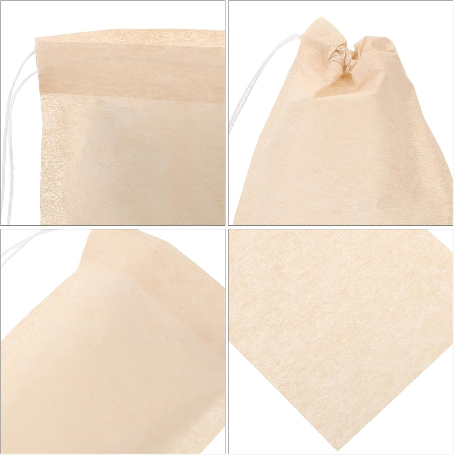 VANZACK 100Pcs Organic Drawstring Tea Filter Bags for Loose Leaf Tea and Coffee Disposable Unbleached Paper Pouches 6X8Cm Suitable for Brewing Herbal and Filter Coffee image number 1