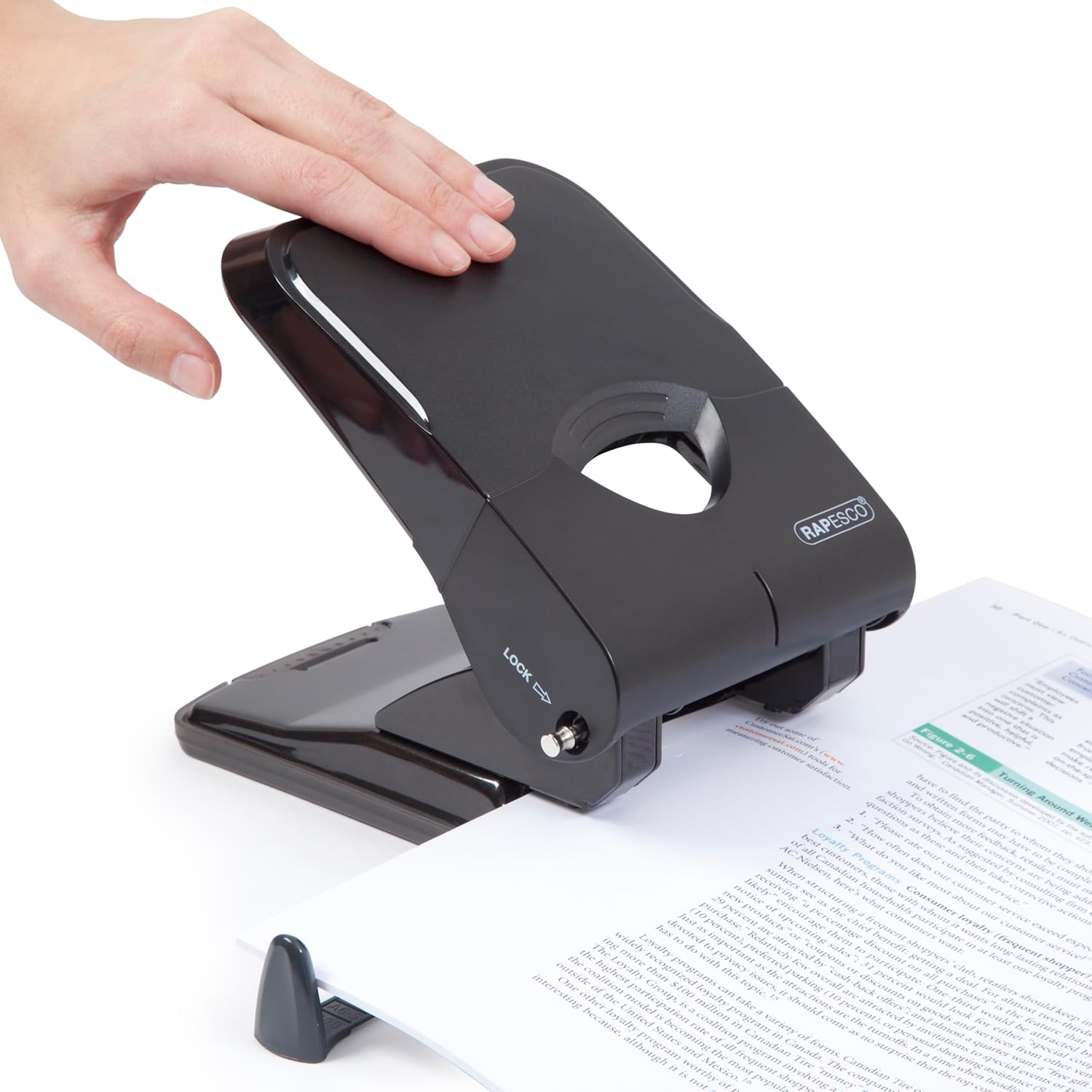 Rapesco 1233 X5-50Ps Less Effort Heavy Duty Hole Punch (50 Sheets) Black image number 1