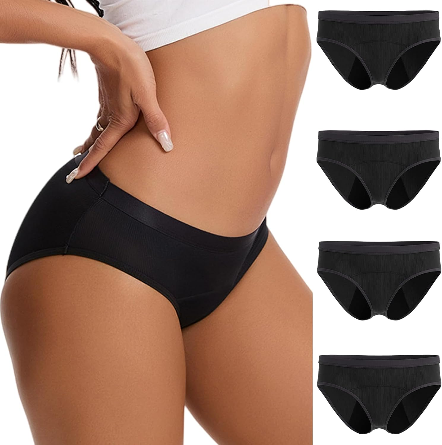 4 Pack Washable Period Pants for Girls Teens Women Incontinence Leakproof Menstrual Knickers Postpartum Underwear