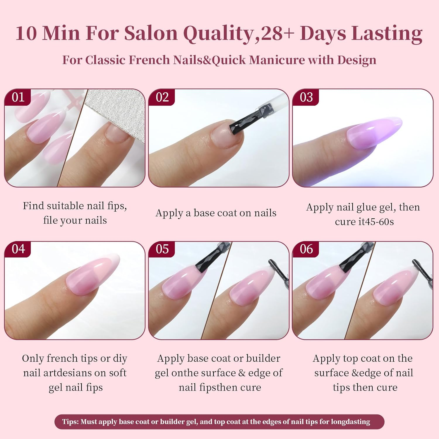 Nail Tips Set, 450PCS Nail Tips for Acrylic Nails, Full Cover French Ballerina Nail Tips Fake Nails, Soft Gel Fake Nails Tips, Soak off Fake Nail for Nail Tips Art Salons and Home DIY, 028 image number 3