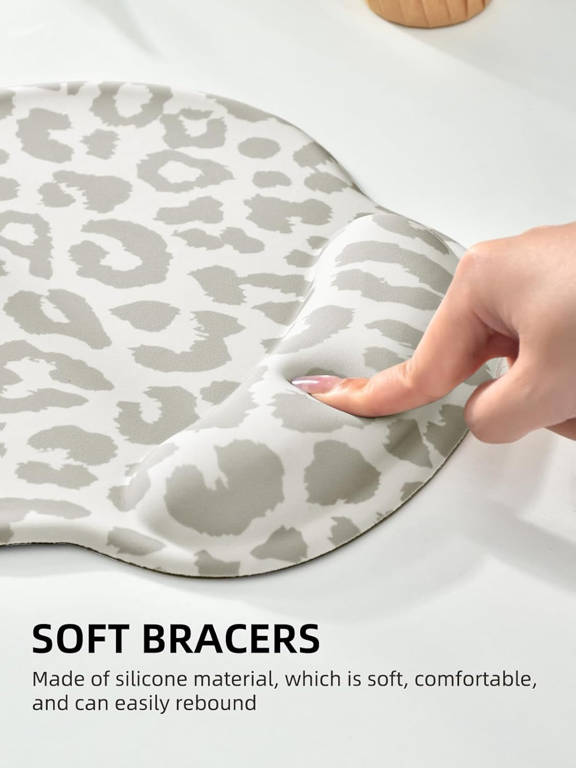 Leopard Mouse Pad Wrist Support Wrist Rest, Ergonomic Mouse Pad with Non-Slip Base for Office Gaming Working Computers,Desk Accessories Pain Relief Mouse Mat for Home&Game Decor, Beige - Leopard Brown image number 6