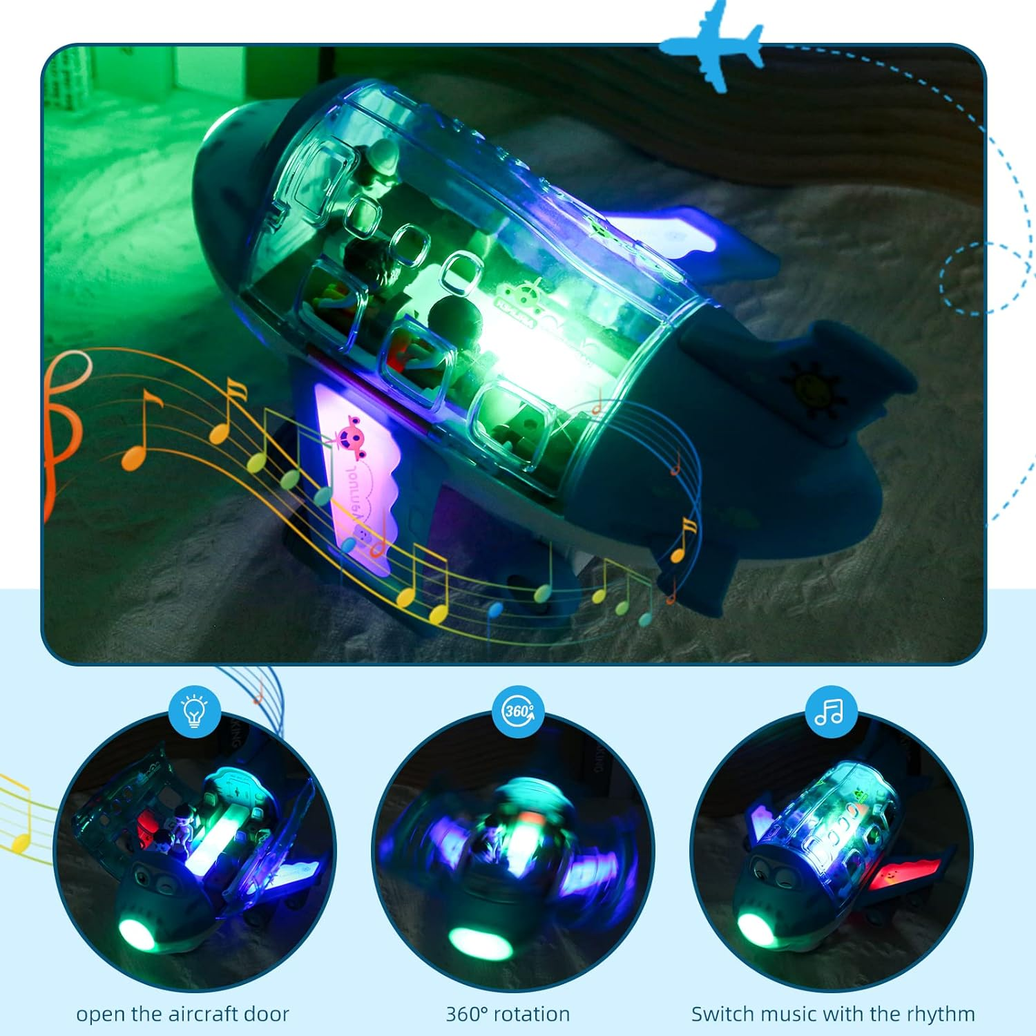 Aeroplane Toys Electric Toy Plane Gifts for Boys Girls Children Stunt Electric Aircraft Toy with Light Effects Passenger Airplane Simulation Model 360&deg; Rotating