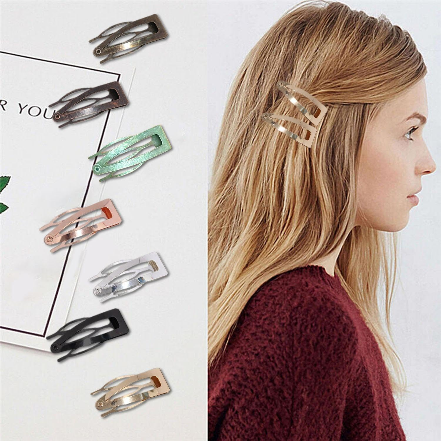 Pack of 21 Hair Clips with Press Studs, Colourful and Bright Designs, Creative Hair Decorations, Suitable for Students and Young Women. image number 5