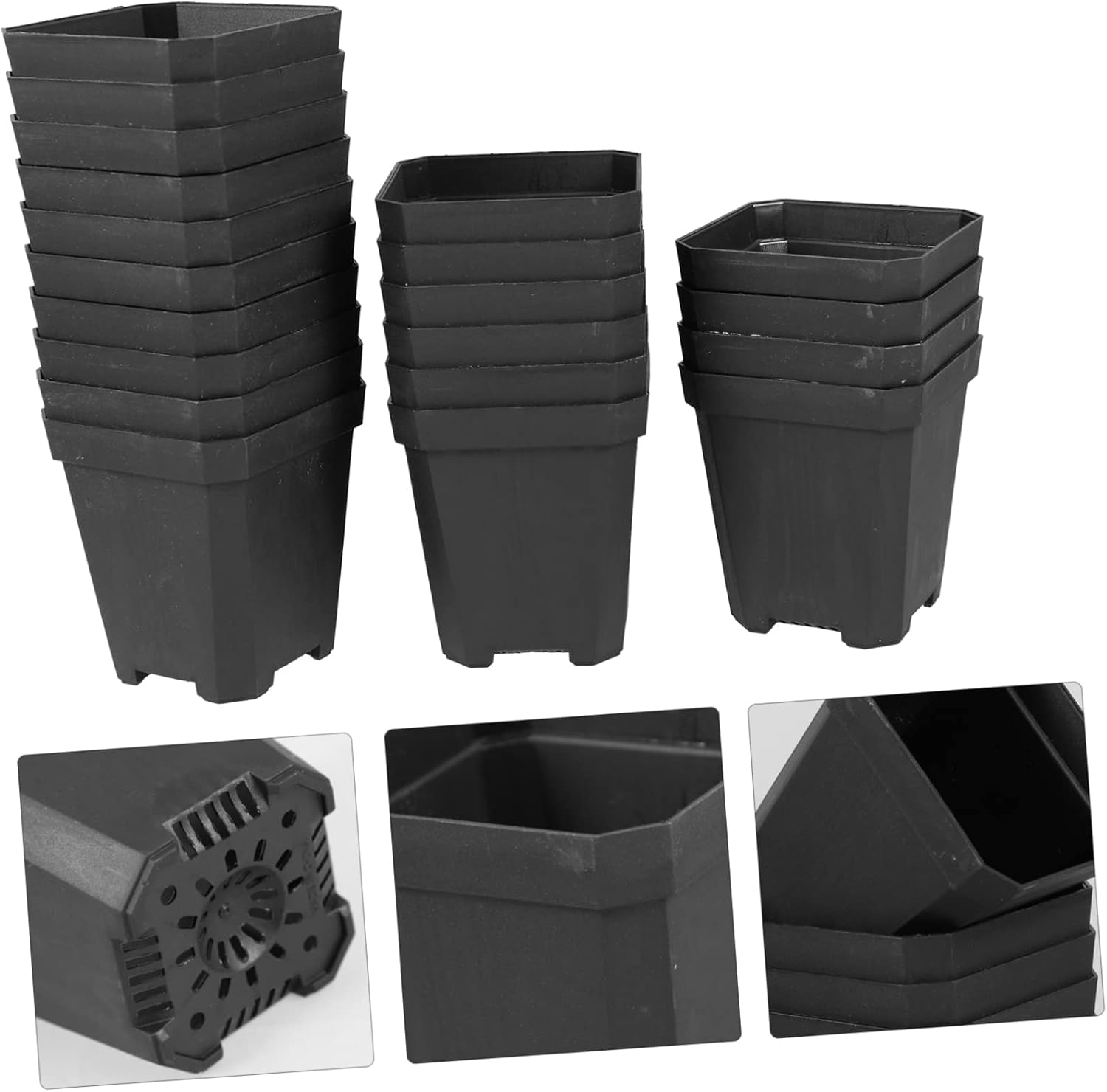 20Pcs Black Succulent Starter Pots Nursery Planters for Gardening and Seedling Propagation Outdoor Small Plant Containers - Black image number 4