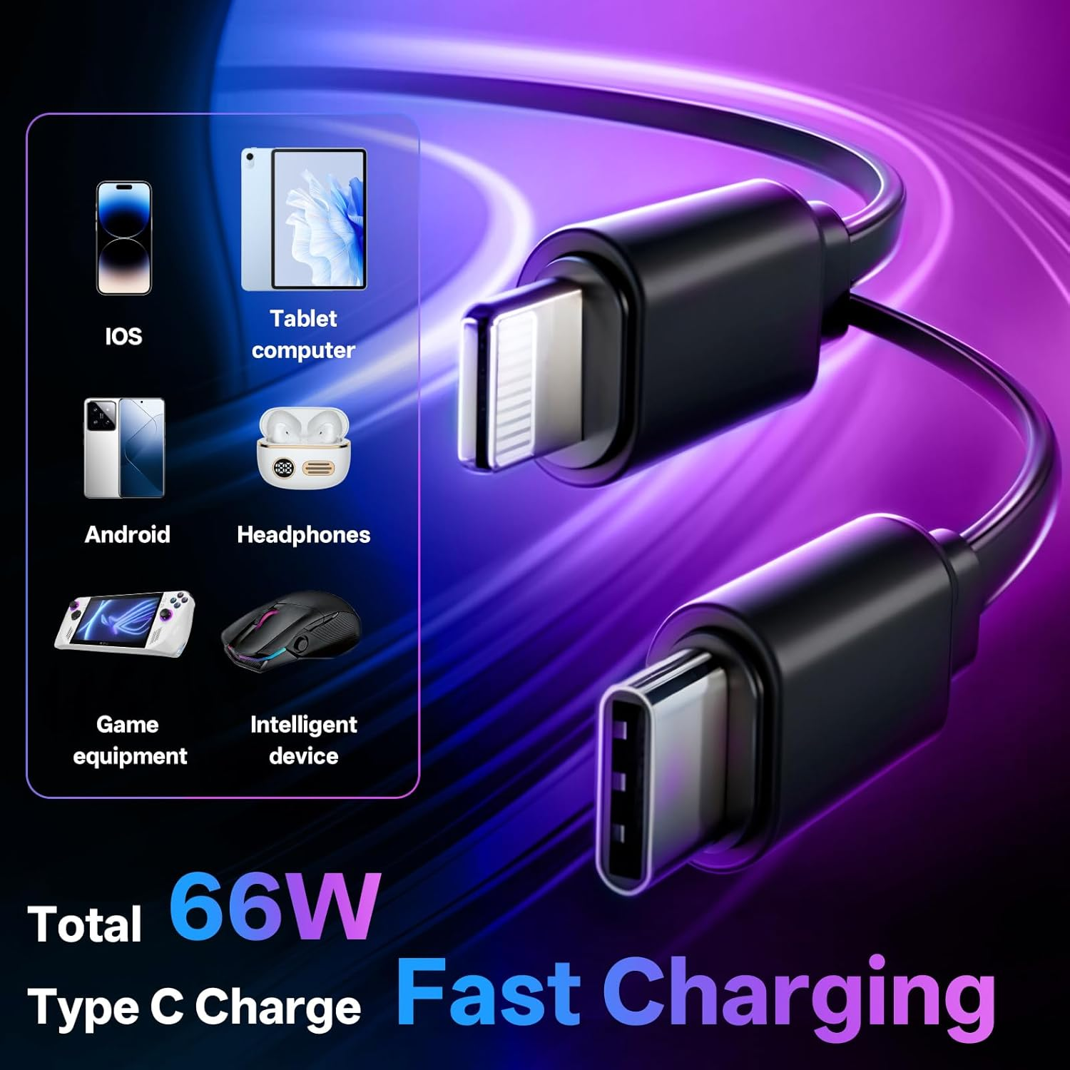 4 in 1 Retractable Car Charger Starlight Compatible with Iphone 16/15/14/13/12/11,Galaxy,Pixel image number 5