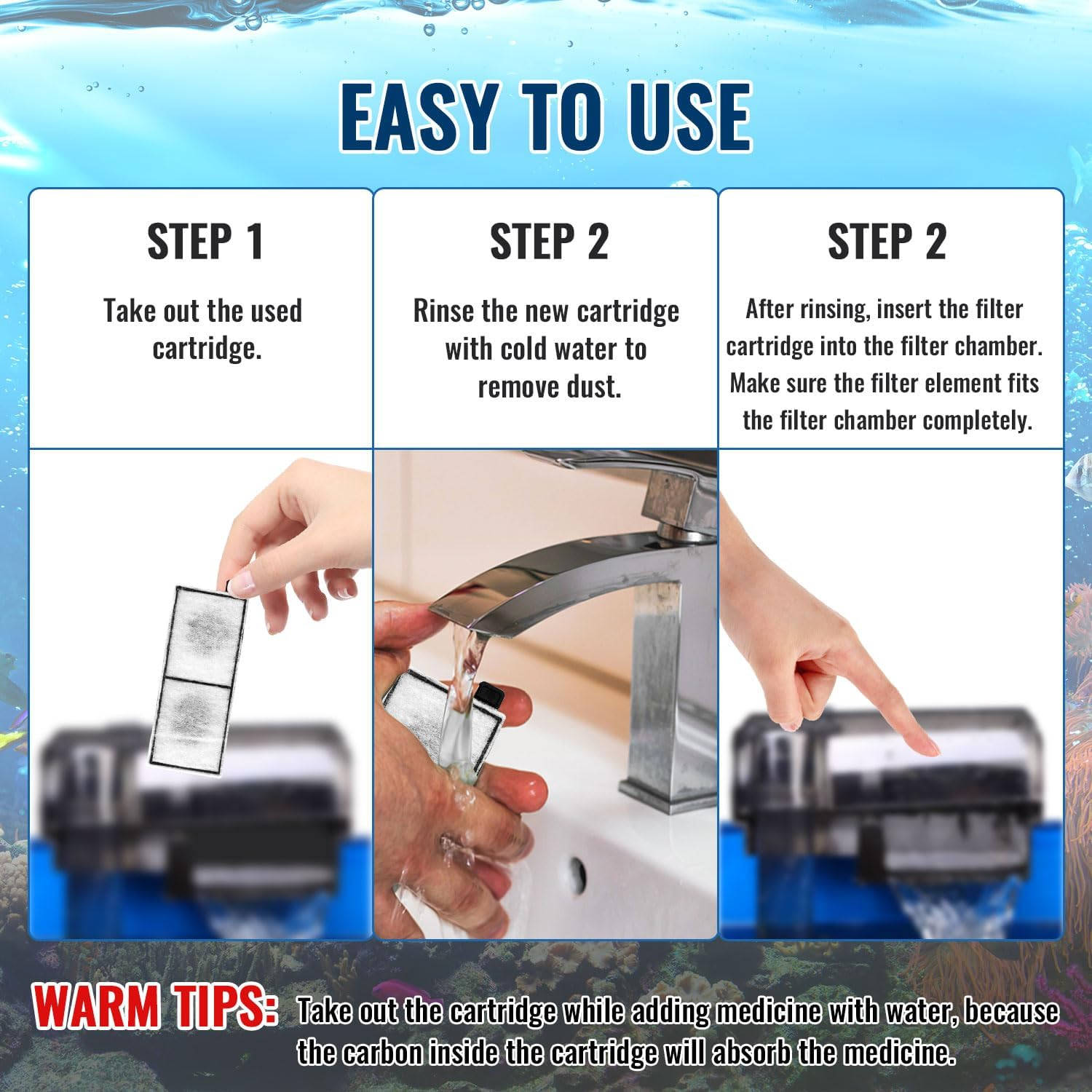 Gosknor 6Pcs Filter Cartridges Compatible with Top Fin RF-L, Aquarium Filters Replacement Activated Carbon Large Retreat Filter Cartridges Accessories for Top Fin RF-L Filters image number 2