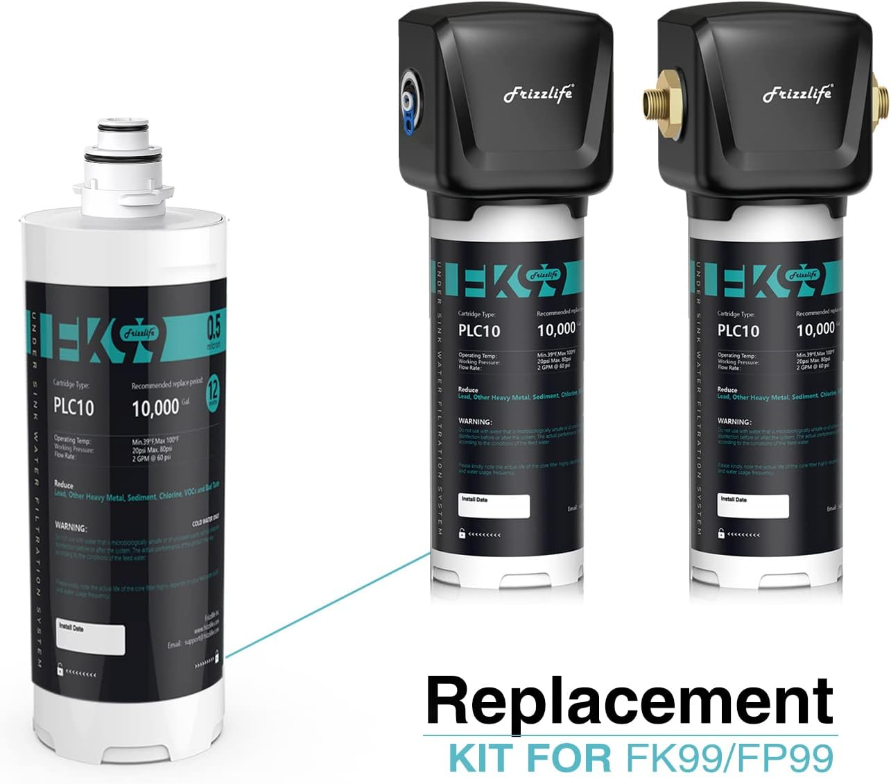 Frizzlife FK-HF Replacement Cartridge with Filter Loaded - for FK99 under Sink Water Filter System image number 2