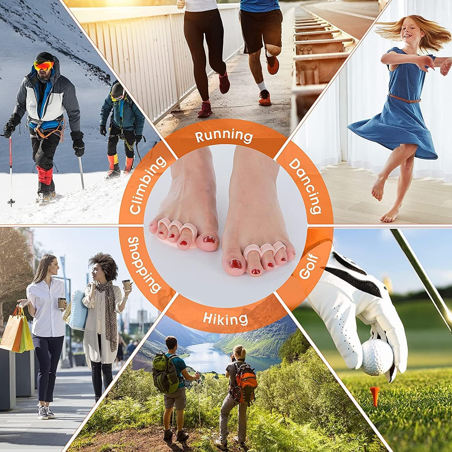 6 Pieces Hammer Toe Cushion - Hammer Toe Gel Pads Corrector & Straightener for Curled, Curved, Claw & Mallet Toe Relief - Right & Left Gel Support Crest Cushion (3 Hole Beige) image number 4