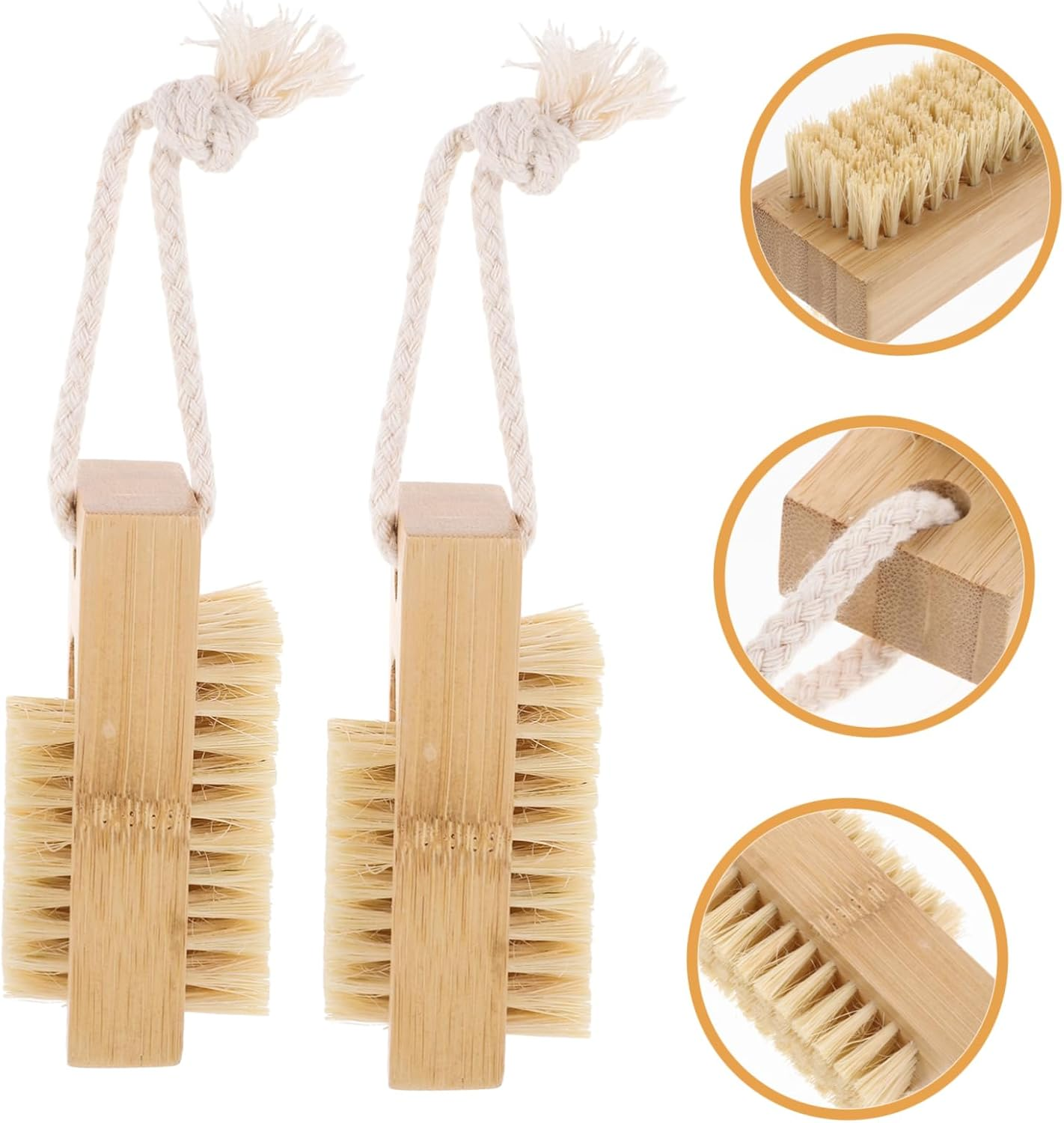 NULYLU 2Pcs Heavy Duty Bamboo Sisal Nail Brush for Fingernails Cleaning Professional Nail Scrubber image number 6