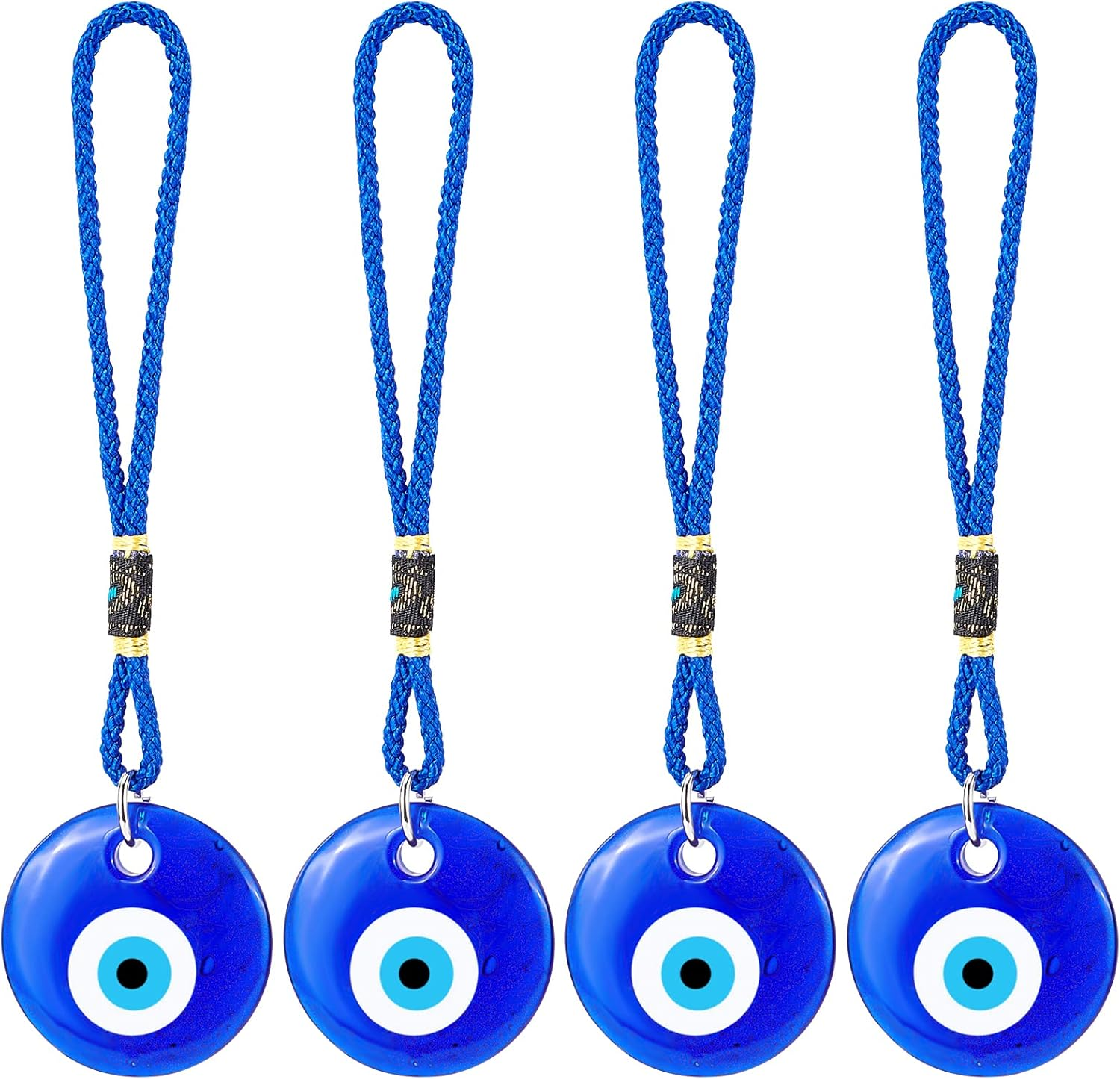 WEBEEDY 4Pcs Blue Evil Eye Glass Hanging Pendant Car Charm Ornament - Turkish Greek Amulet Car Accessories for Good Luck Protection - Wedding Party Christmas Favors Gift image number 1