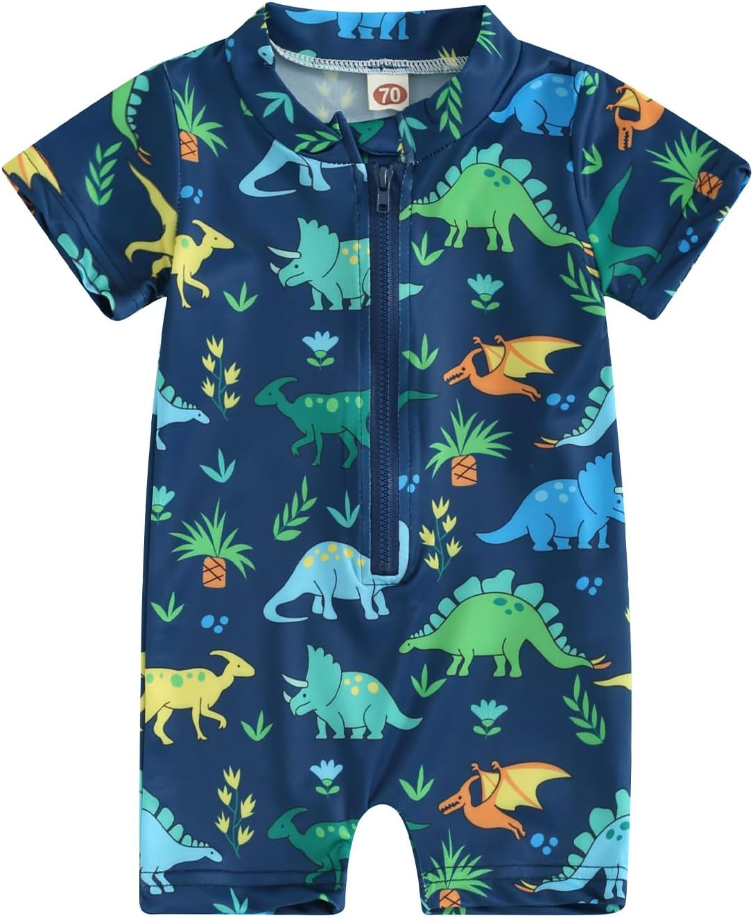 Baby Boy Swimsuits Short Sleeve One Piece Beach Swimwear Zipper Rash Guard Toddler Infant Bathing Suits