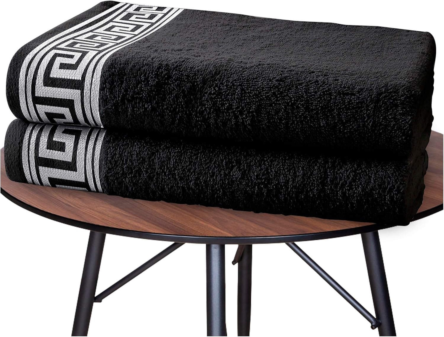 GC GAVENO CAVAILIA Extra Large Bath Sheet 500 GSM - 2 Pack Ringspun Cotton Towel for Bathroom - Highly Absorbent Towel Set - Washable Greek Towels - Black - 80X170 image number 5