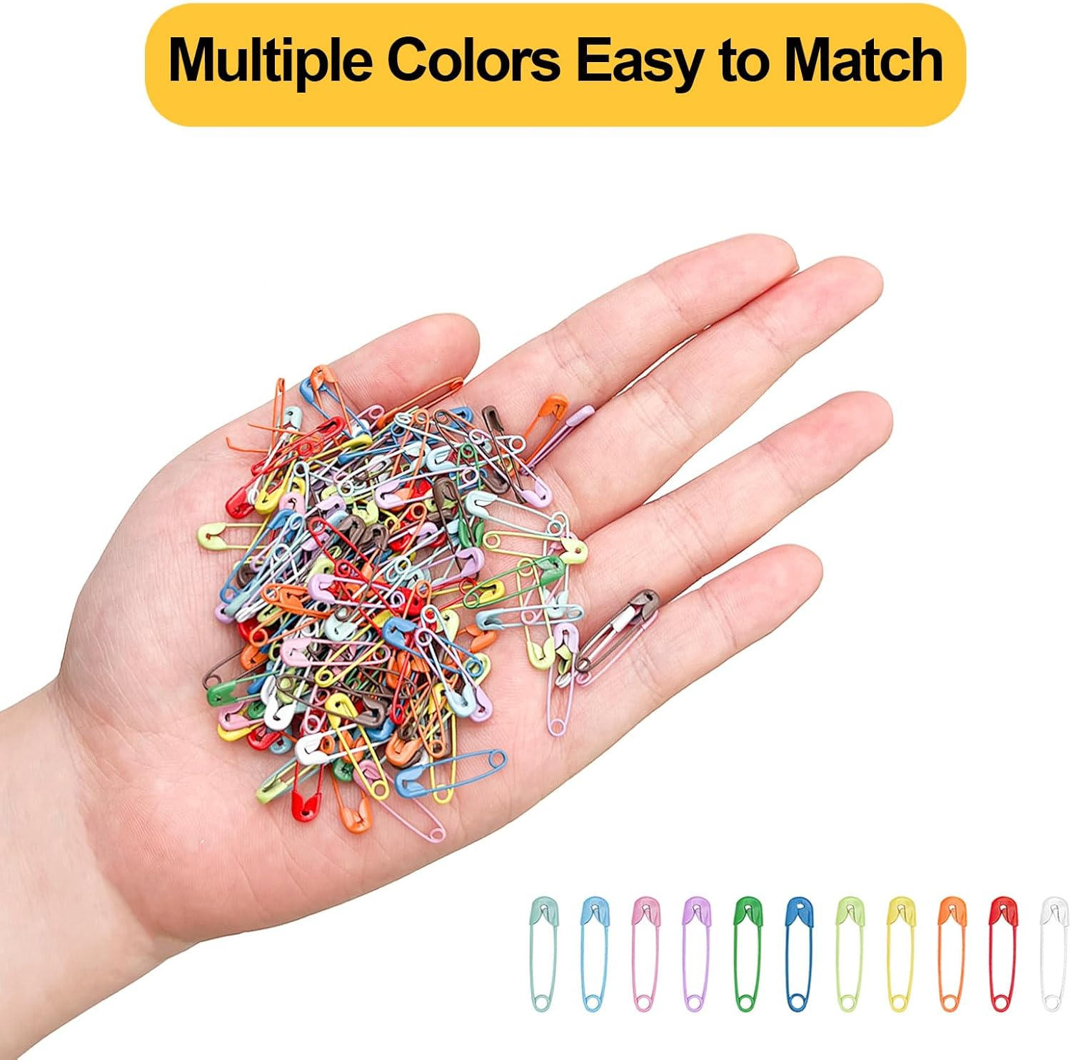 Koceci 500 PCS Small Safety Pins, Colorful Safety Pins with Storage Box Metal Knitting Stitch Markers, Tiny Safety Pins for Clothes, Name Tags, Crafting (500) image number 1